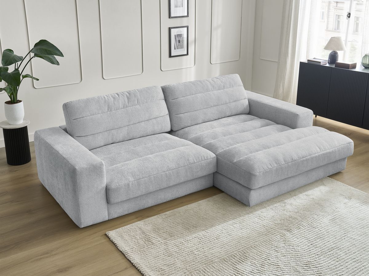 Bobochic Sierra Ecksofa Strukturstoff Hellgrau Ecke rechts
