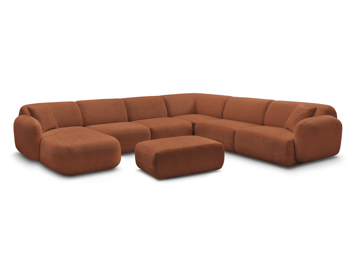 Bobochic Anda Wohnlandschaft mit Pouf 373 × 289 cm Chenille Orange Ecke rechts