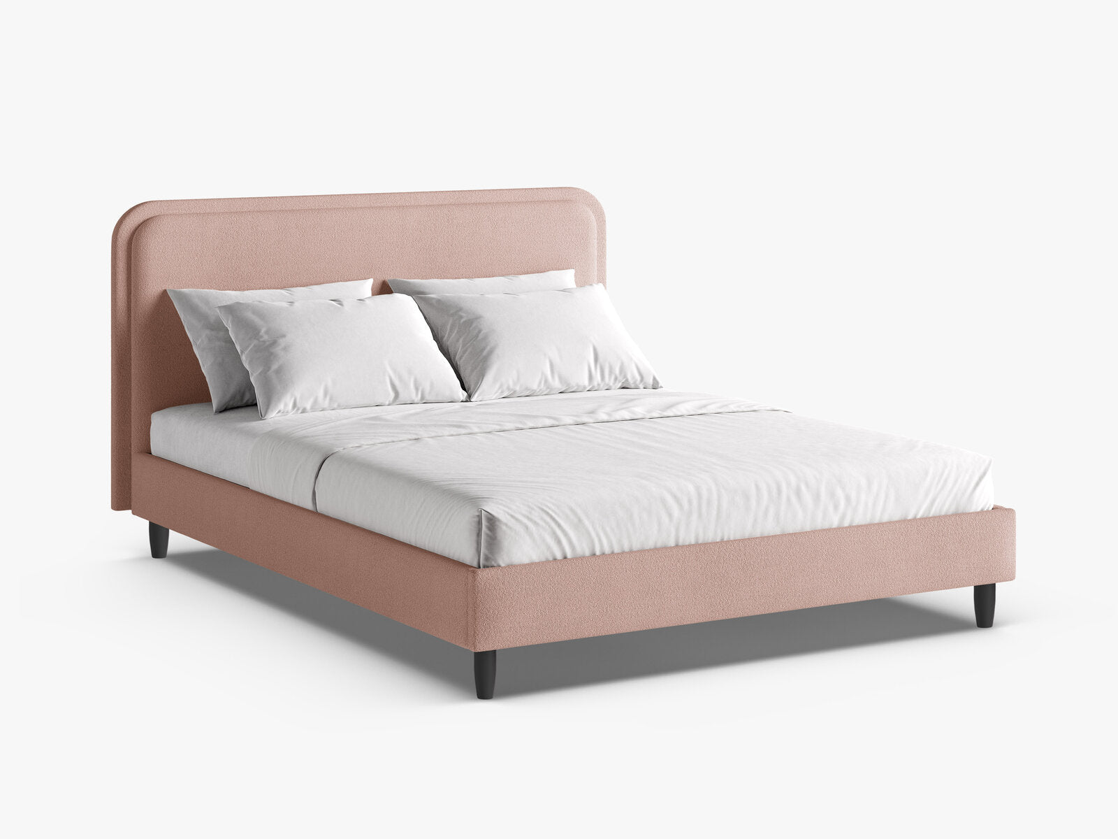 Micadoni Stauraumbett mit Kopfteil Aveline Boucle Baloo Puderrosa 180x200