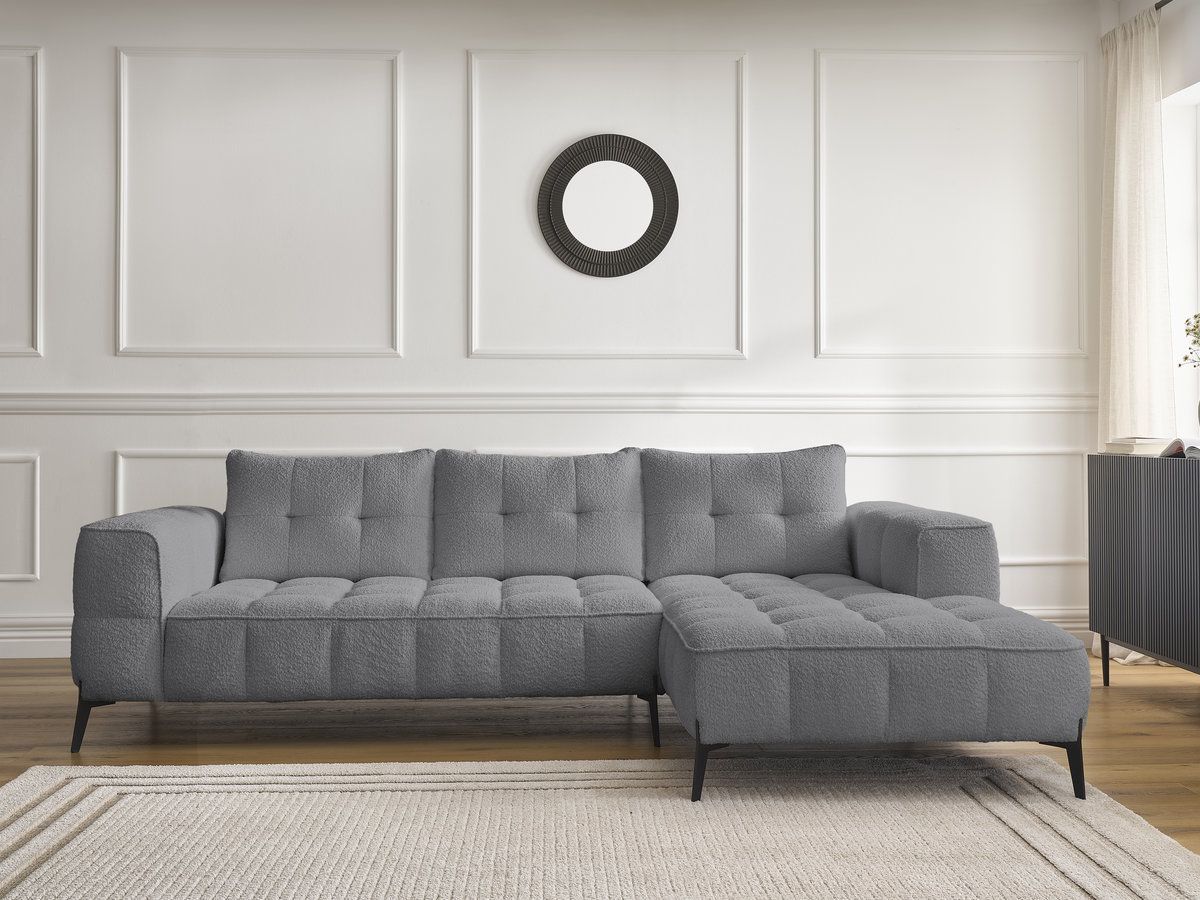 Bobochic Anis Ecksofa Bouclé-Stoff Dunkelgrau Ecke rechts