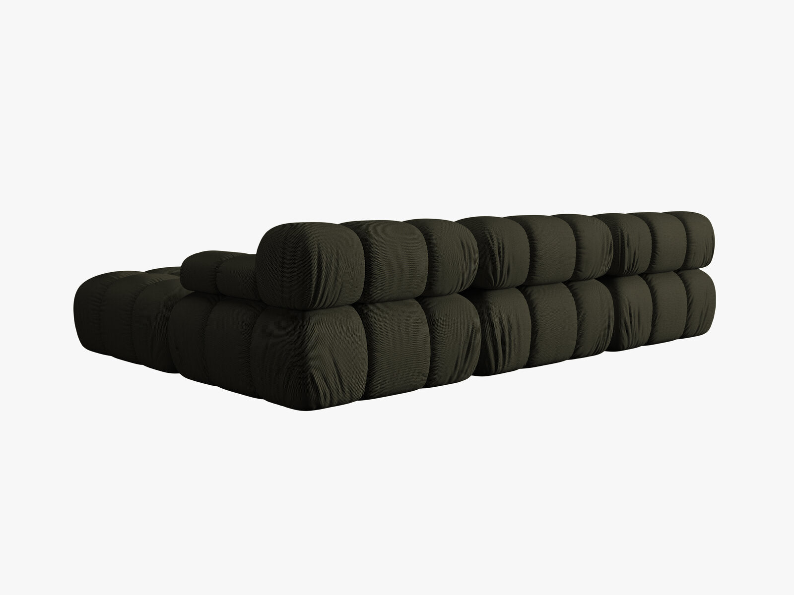 Micadoni Modulares Sofa Bellis 4-Sitzer mit flachem Modul 3D-Stoff Sonic Amazonas Grün