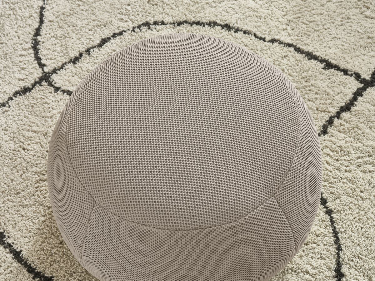 Bobochic Hayden Pouf, rund Mesh-Stoff Taupe, 60 cm