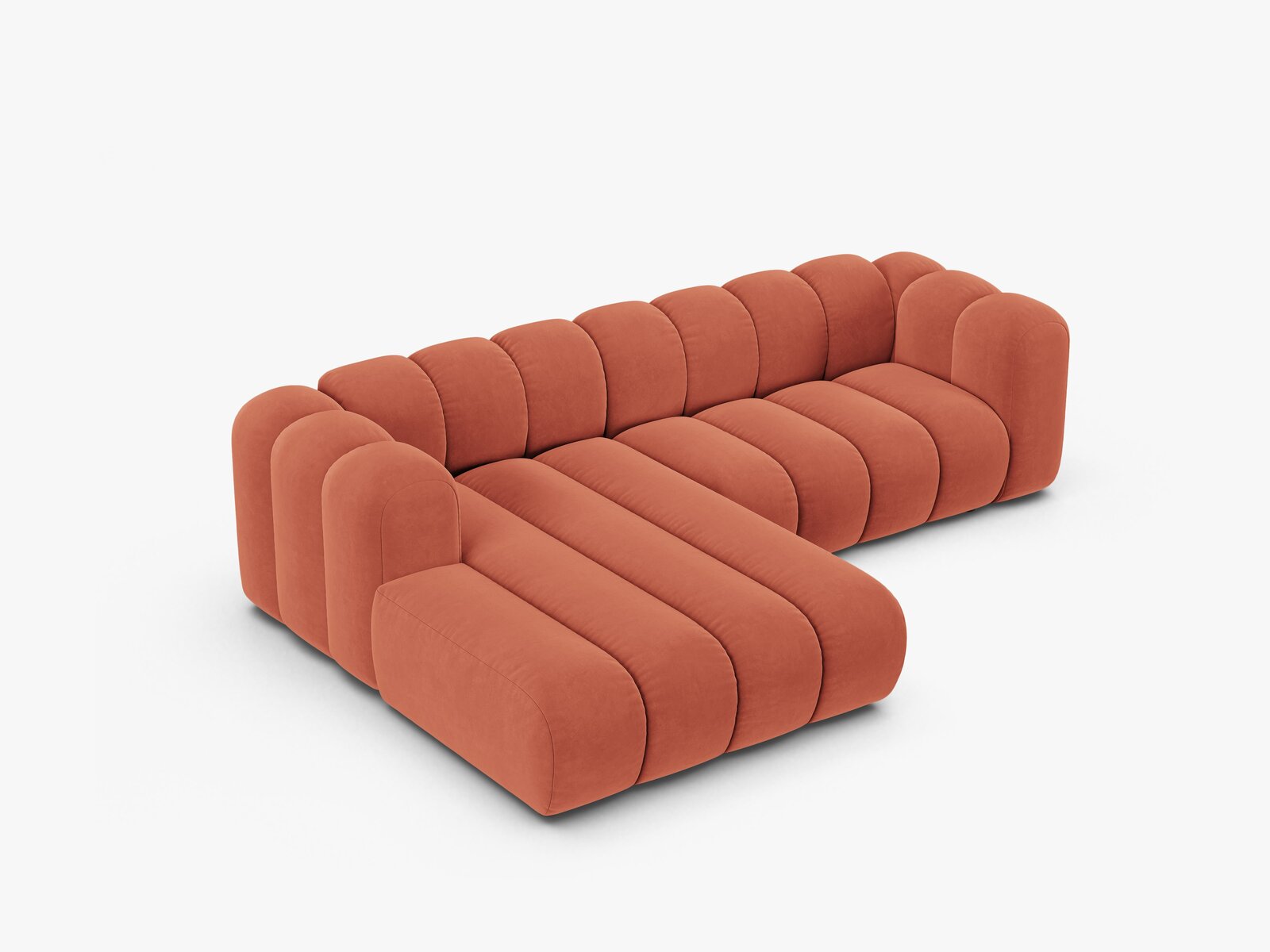 Micadoni Modulares Ecksofa Lupine 4-Sitzer mittelgroß Links Samt Venus Koralle