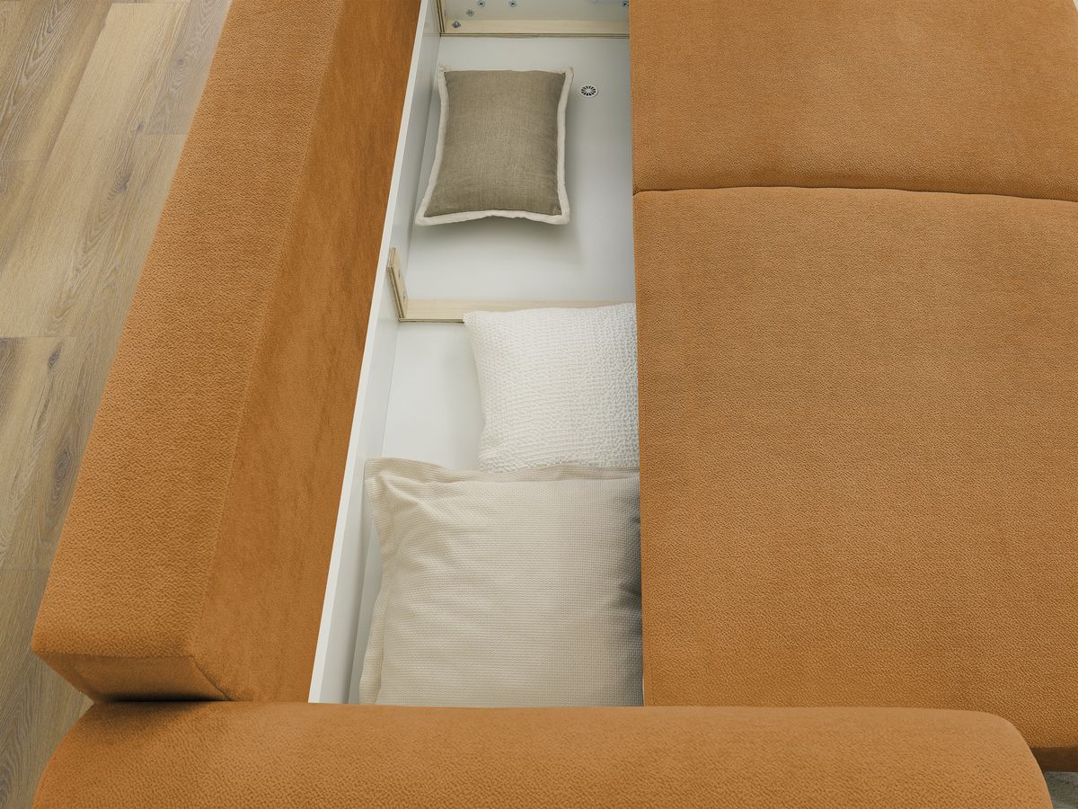 Bobochic Lucien Schlafsofa 3-Sitzer mit Bettkasten Stoff Gelb