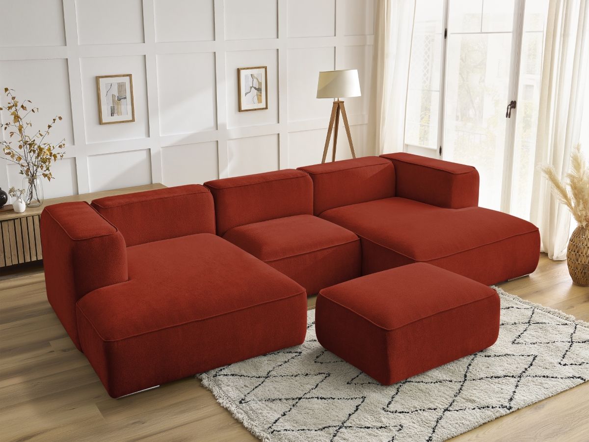 Bobochic Zephyr Wohnlandschaft mit Pouf Strukturstoff Orange