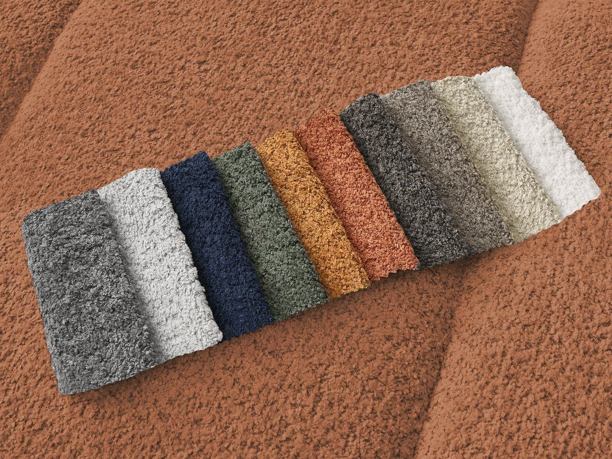 Bobochic Pamira Ecksofa mit Pouf Bouclé-Stoff Orange Ecke links