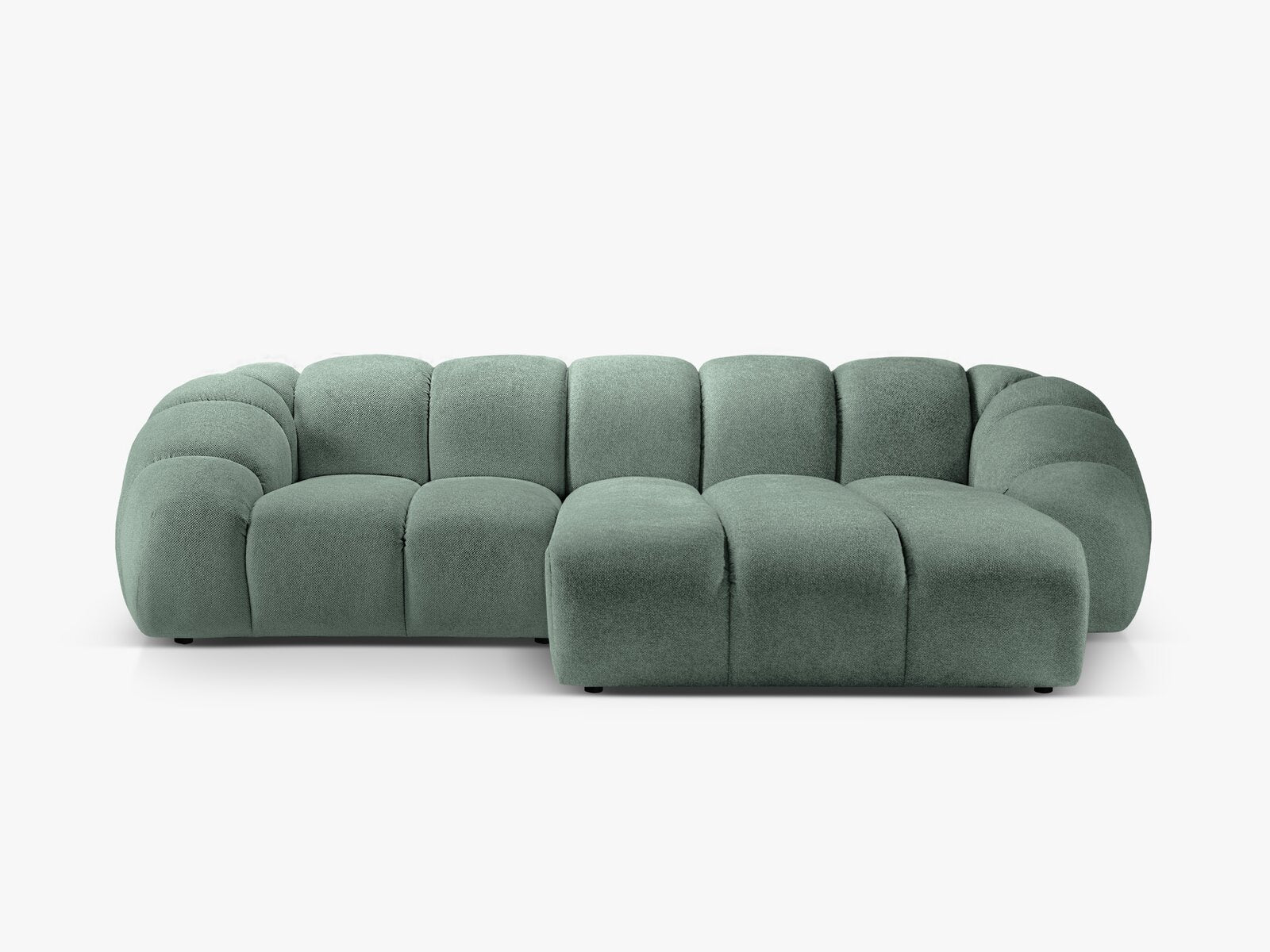 Micadoni Ecksofa Diana 3-Sitzer Rechts Strukturierter Samt Bubble Minze