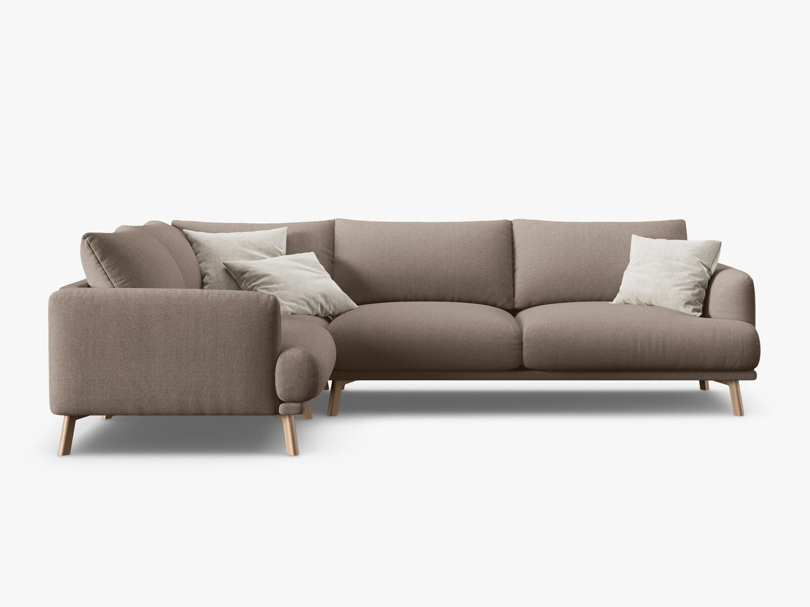 Micadoni Ecksofa Naomi 4-Sitzer große Version Links Strukturierter Stoff Liberty Cappuccino