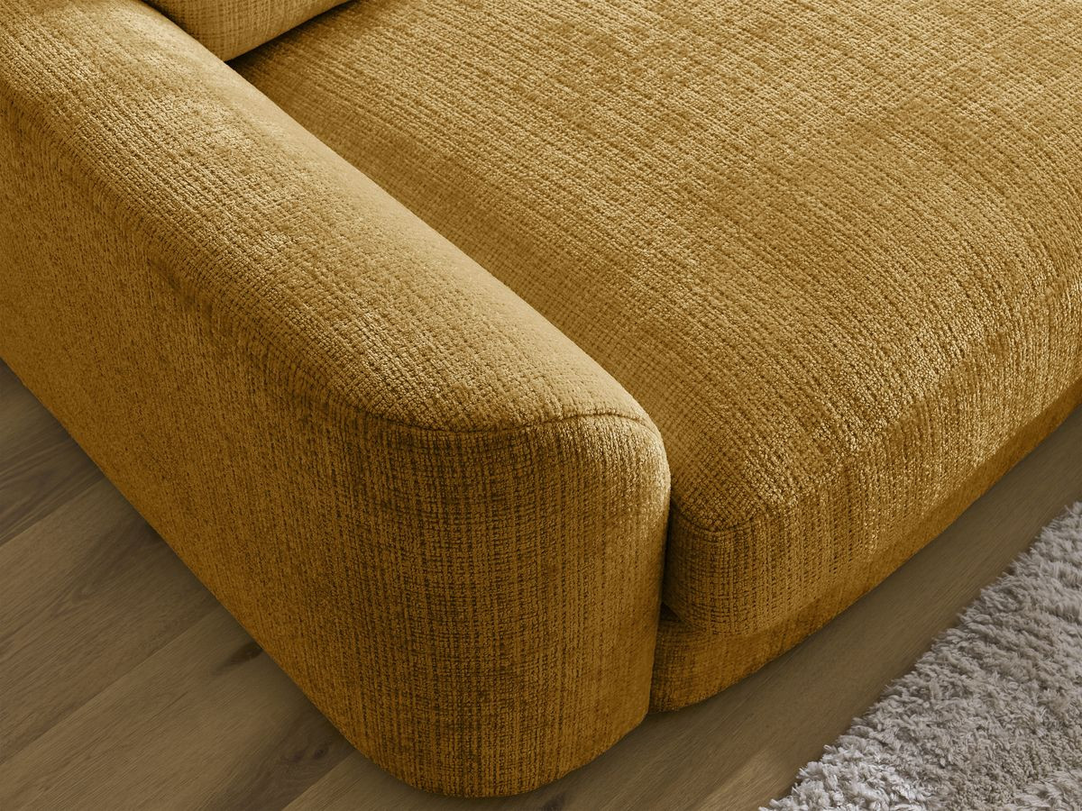 Bobochic Leonore Sofa 3-Sitzer mit Pouf Strukturstoff Gelb