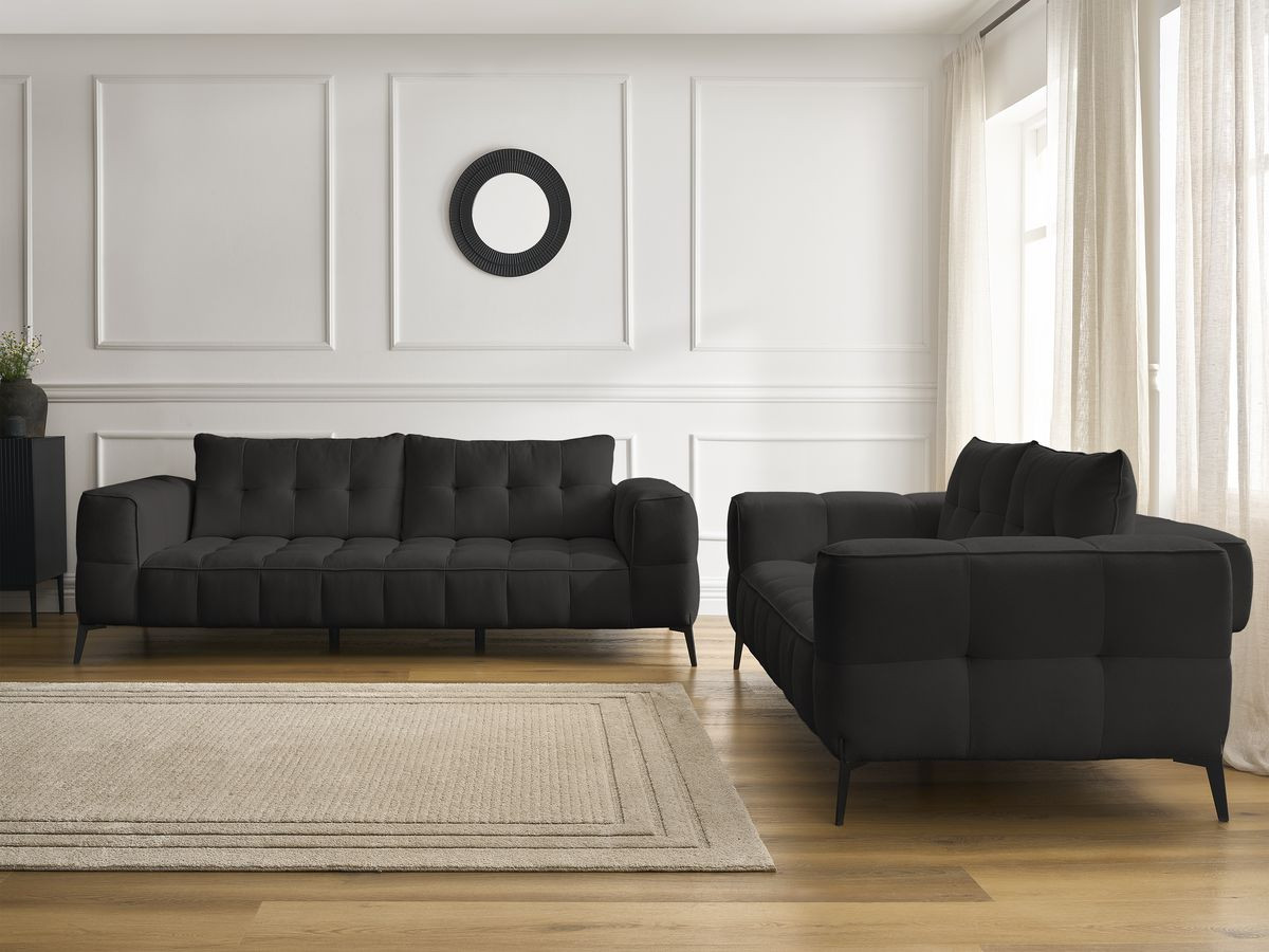 Bobochic Anis Sofa-Set 3- und 2-Sitzer Strukturstoff Schwarz