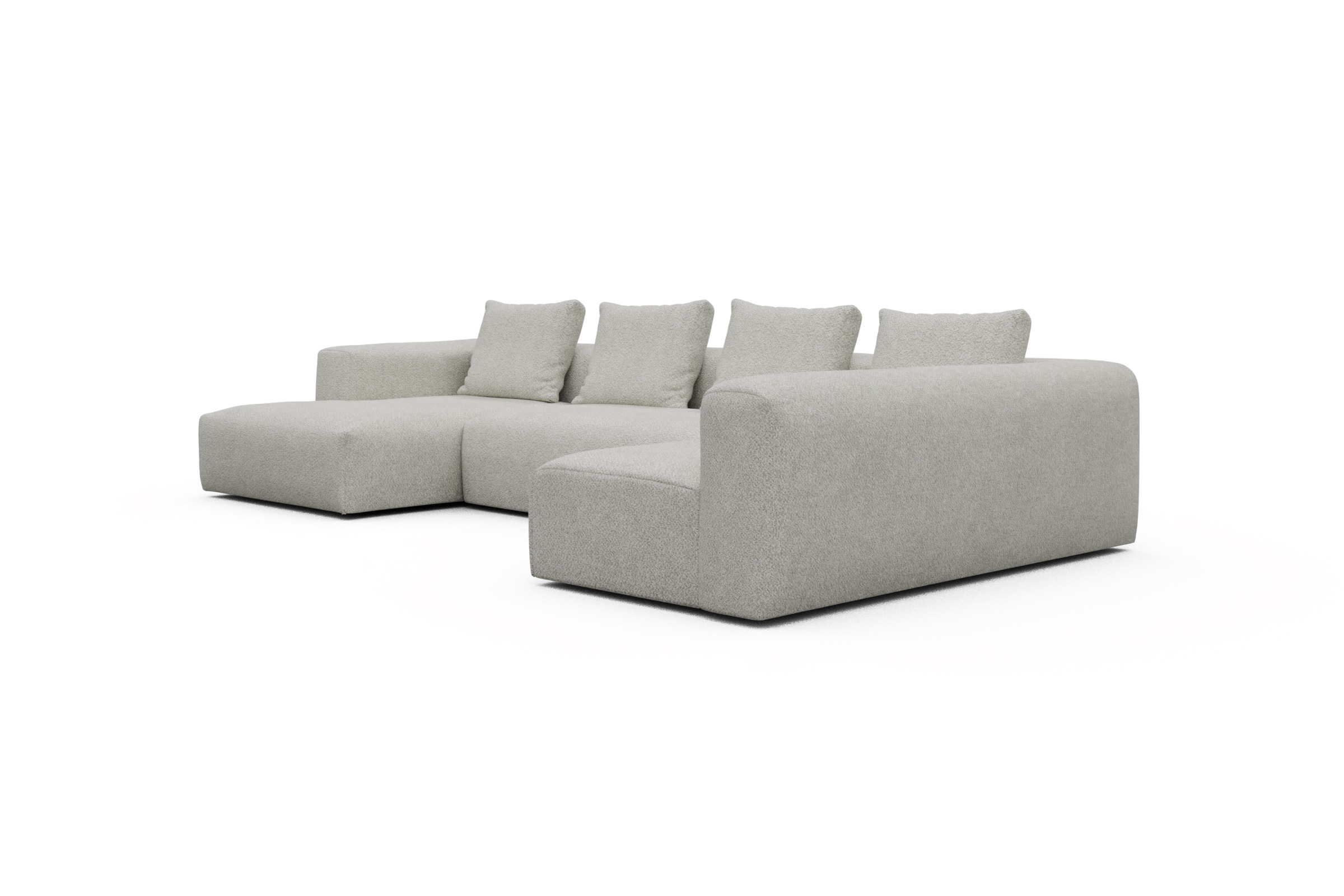 Wohnlandschaft Fred Chaiselongue links mit 2-Sitzer und lange Armlehne rechts Vanora-Warm-Sand