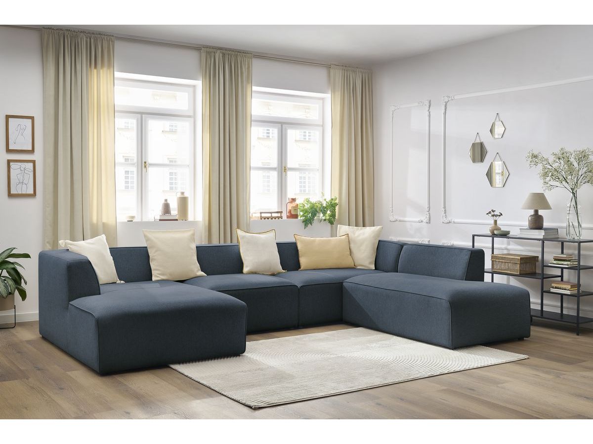 Bobochic Megeve Wohnlandschaft Melange-Stoff Dunkelblau Ecke links