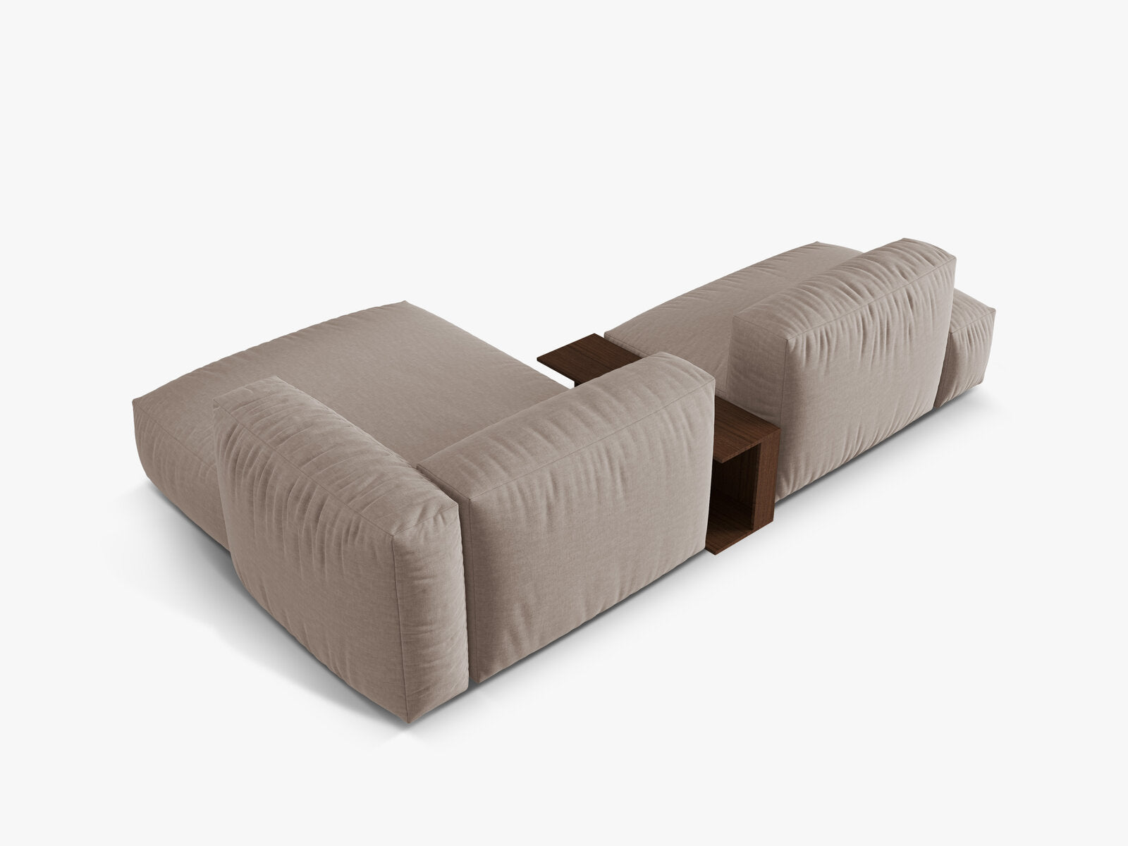 Micadoni Ecksofa Martina 2-Sitzer mit Couchtisch Rechts Strukturierter Stoff Dunkelbeige