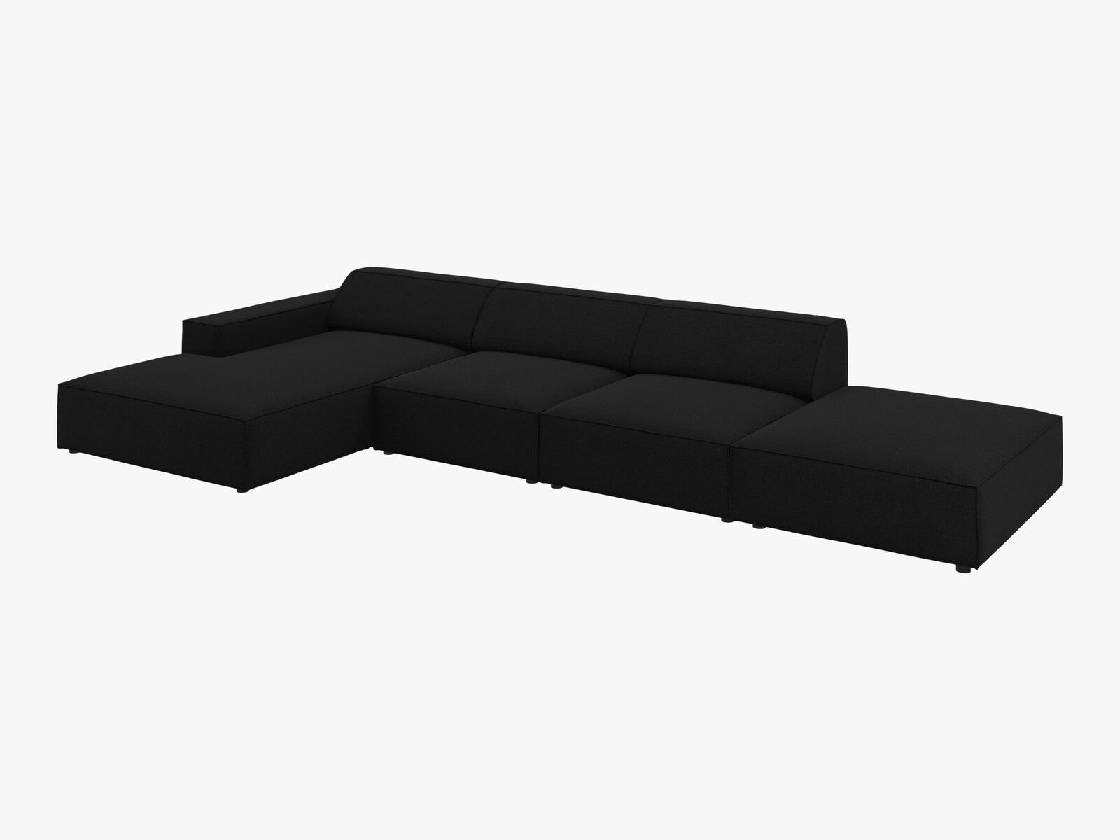 Micadoni Ecksofa Jodie 5-Sitzer Links Strukturierter Stoff Megan Schwarz