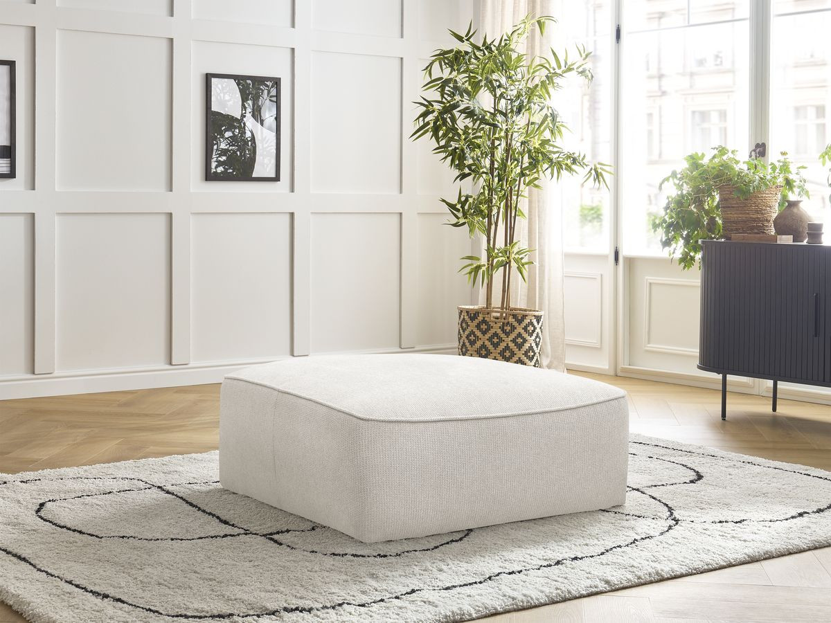 Bobochic Leopold Pouf Melange-Stoff Weiß