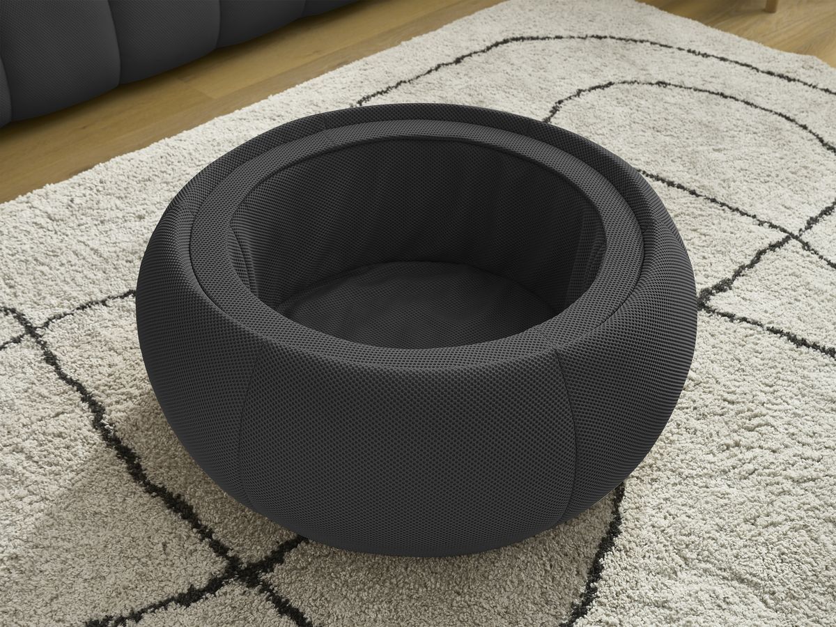 Bobochic Hayden Sofa 3-Sitzer mit Pouf 256 × 107 cm Mesh-Stoff Schwarz