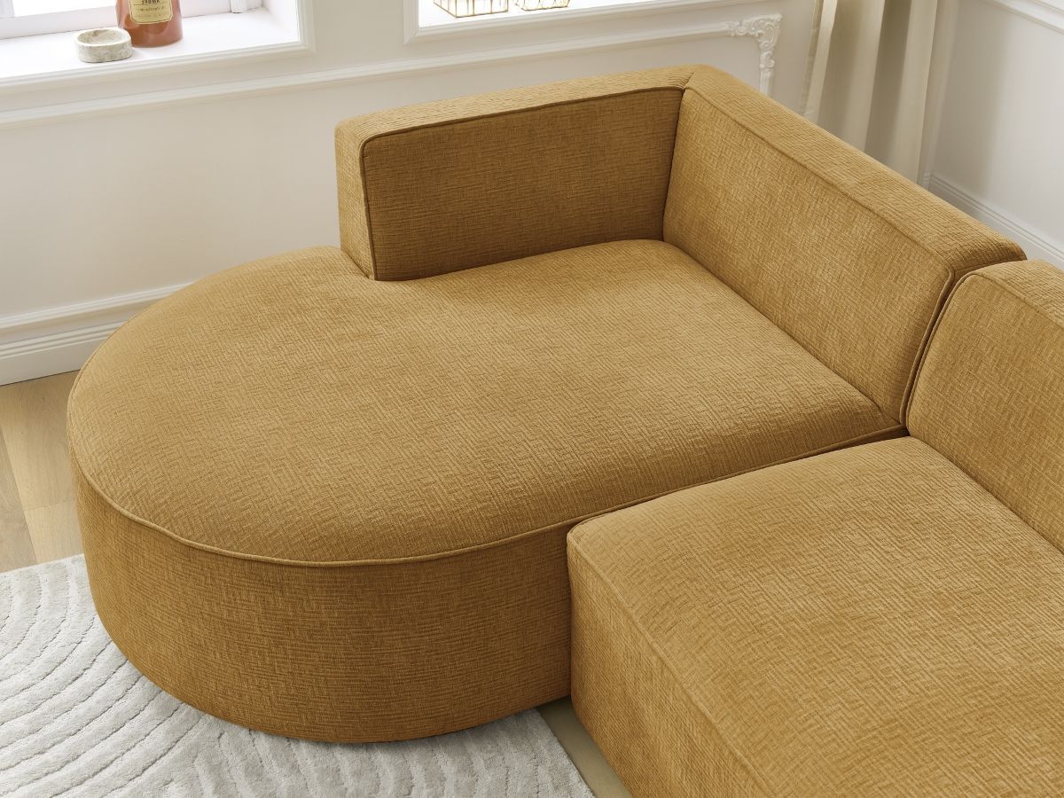 Bobochic Rousseau Ecksofa Strukturstoff Gelb Ecke links