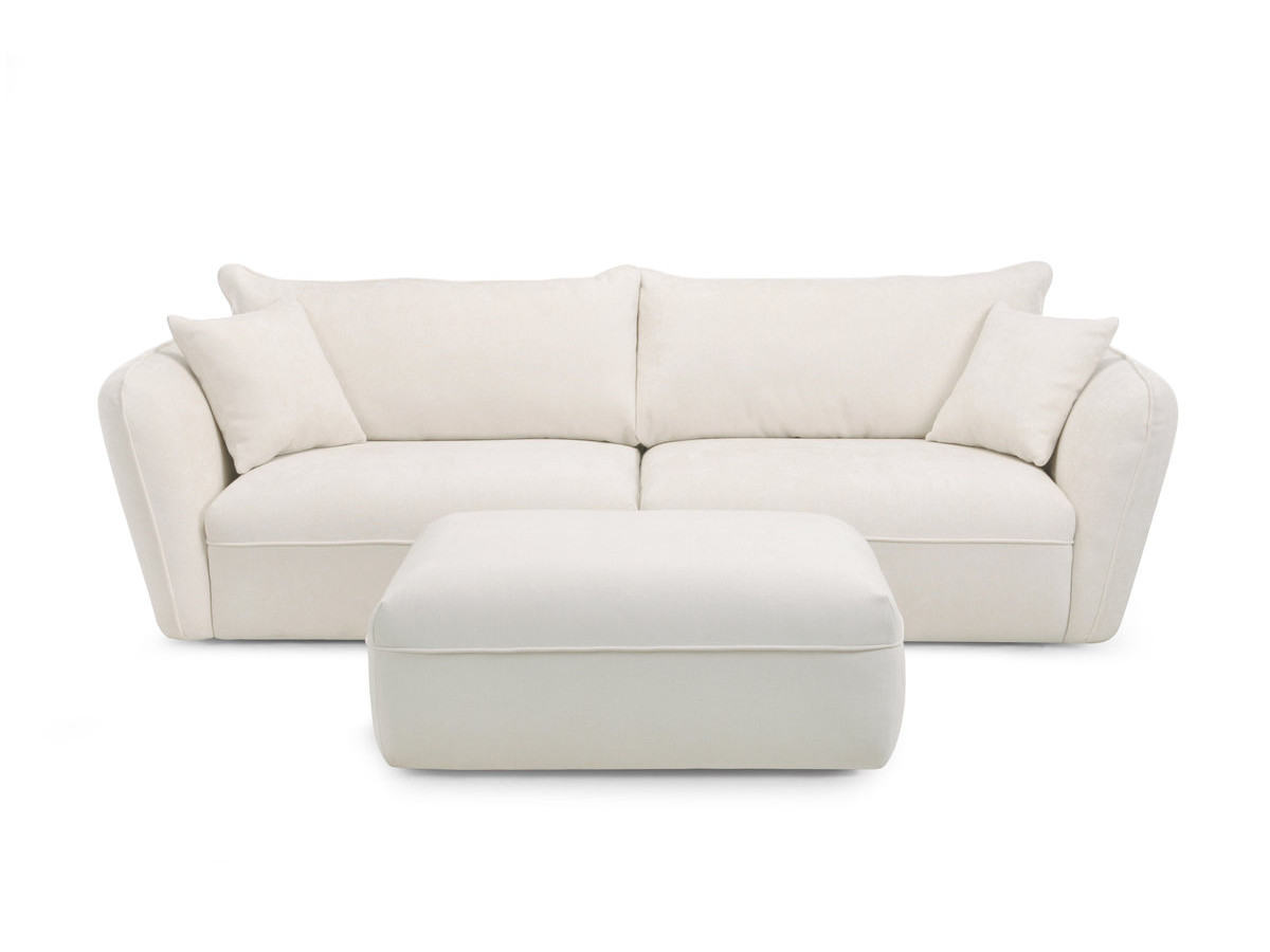 Bobochic Luigi Sofa 3-Sitzer mit Pouf Strukturstoff Weiß