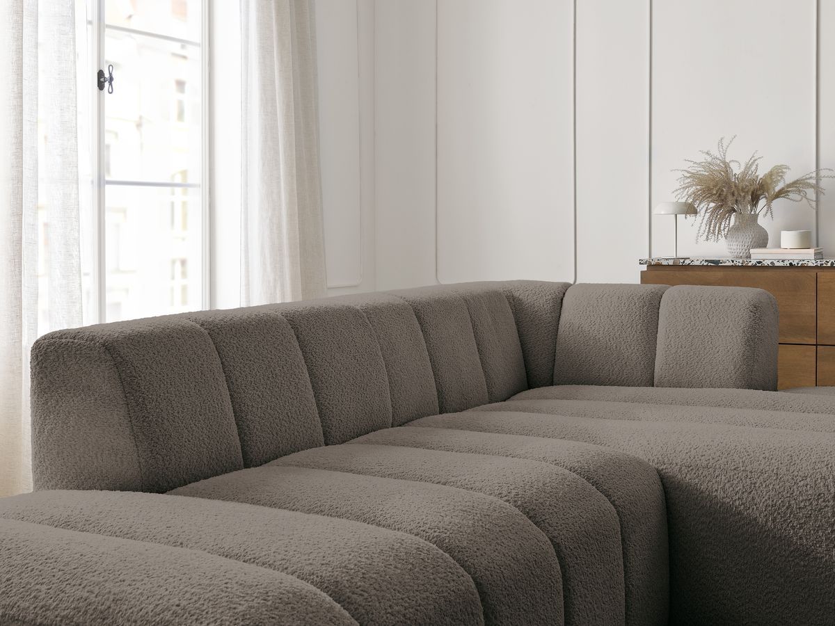Bobochic Annecy Ecksofa Bouclé-Stoff Braun Ecke rechts