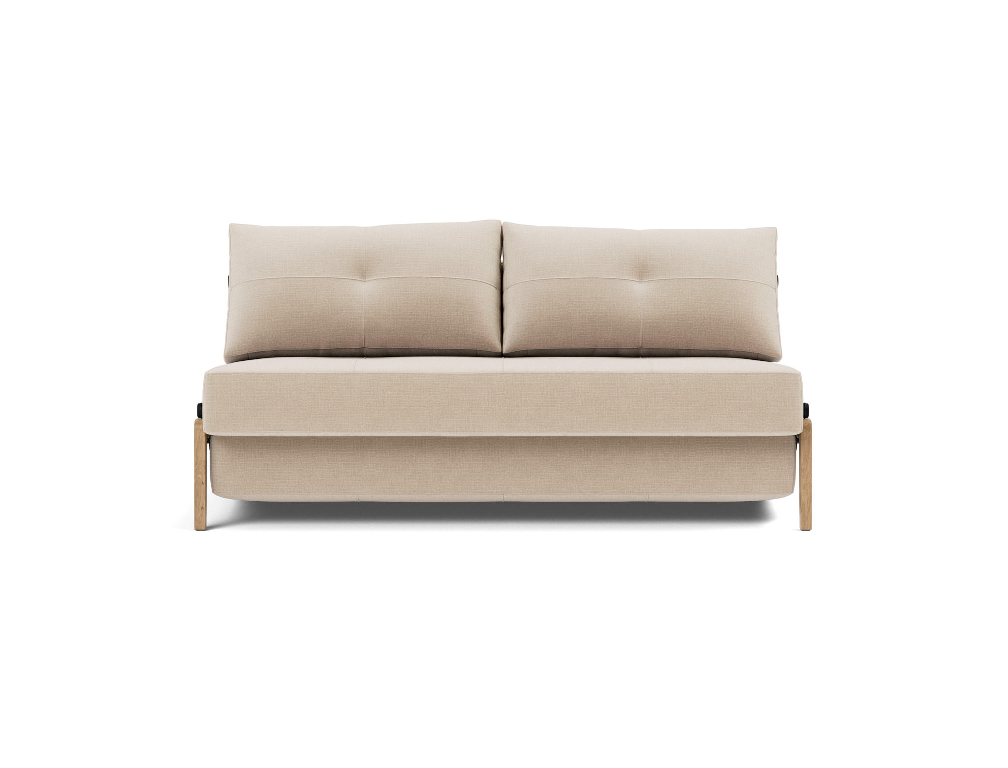 Schlafsofa Cubed 160 Chenille Esina 410-Almond-Beige Beine Eiche
