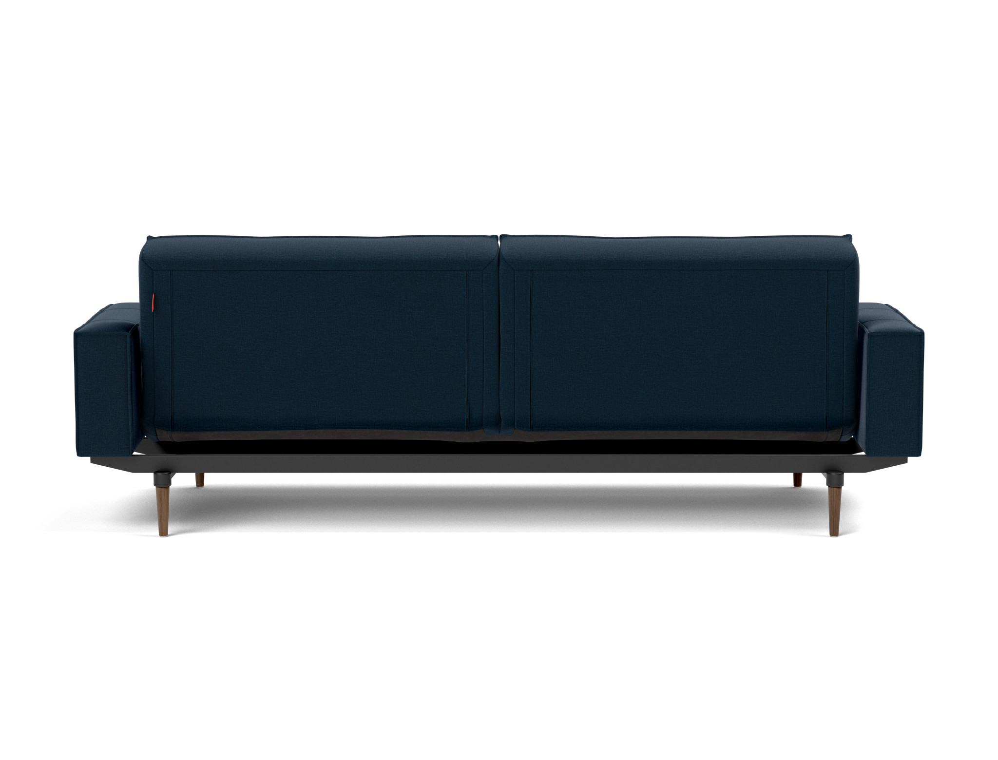 Schlafsofa Splitback mit Armlehnen Flachgewebe Mixed Dance 528-Blue Beine Styletto Eiche dunkel