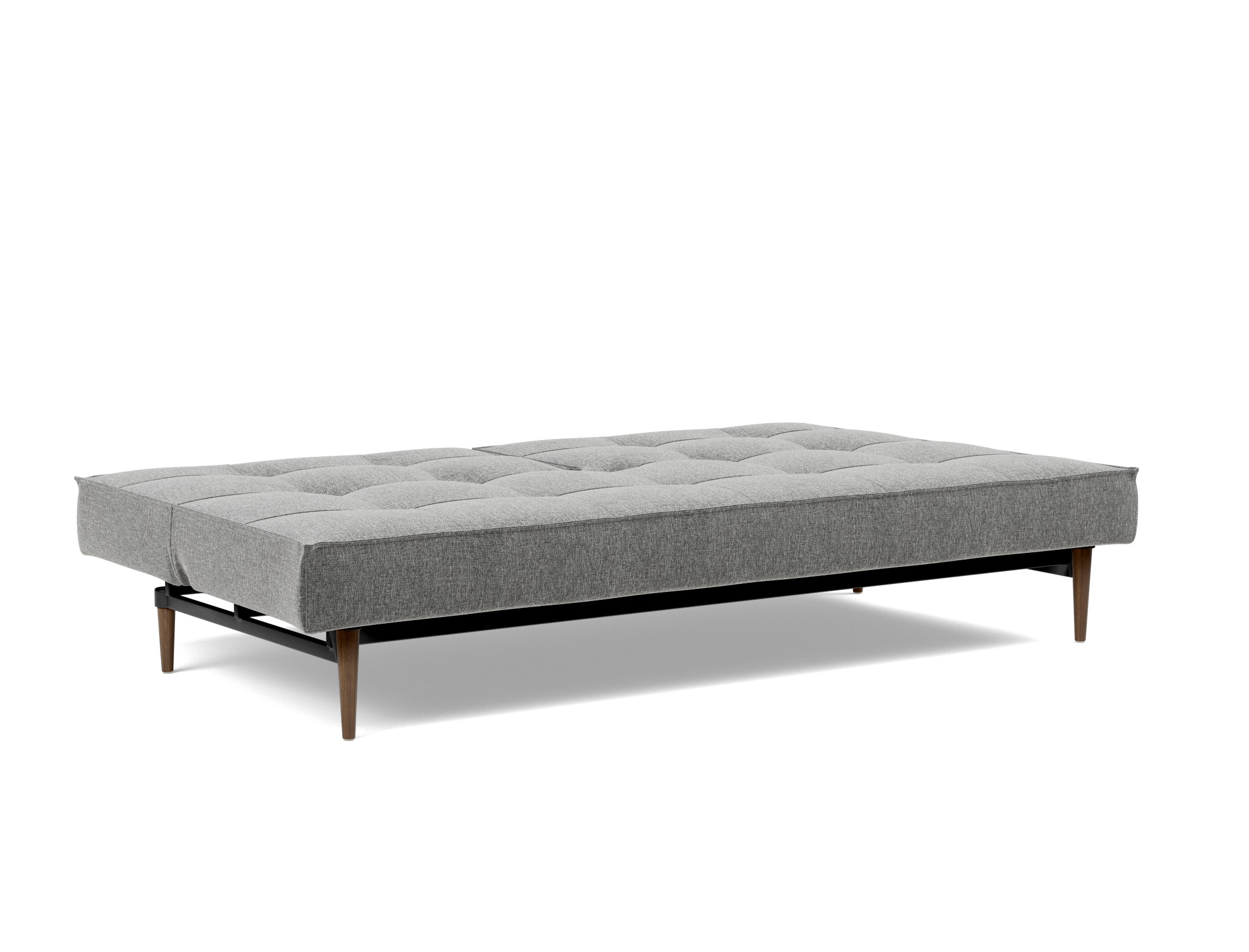 Schlafsofa Splitback Strukturierter Stoff Twist 563-Charcoal Beine Styletto Eiche dunkel