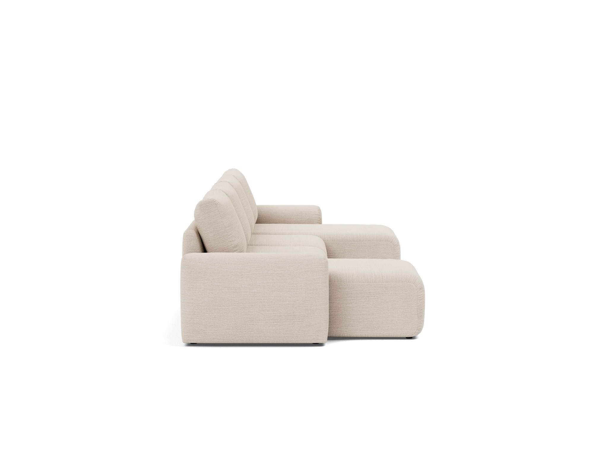Schlafsofa Norum U-Form mit Chunky-Armlehnen Webstoff Blida 612-Sand-Grey