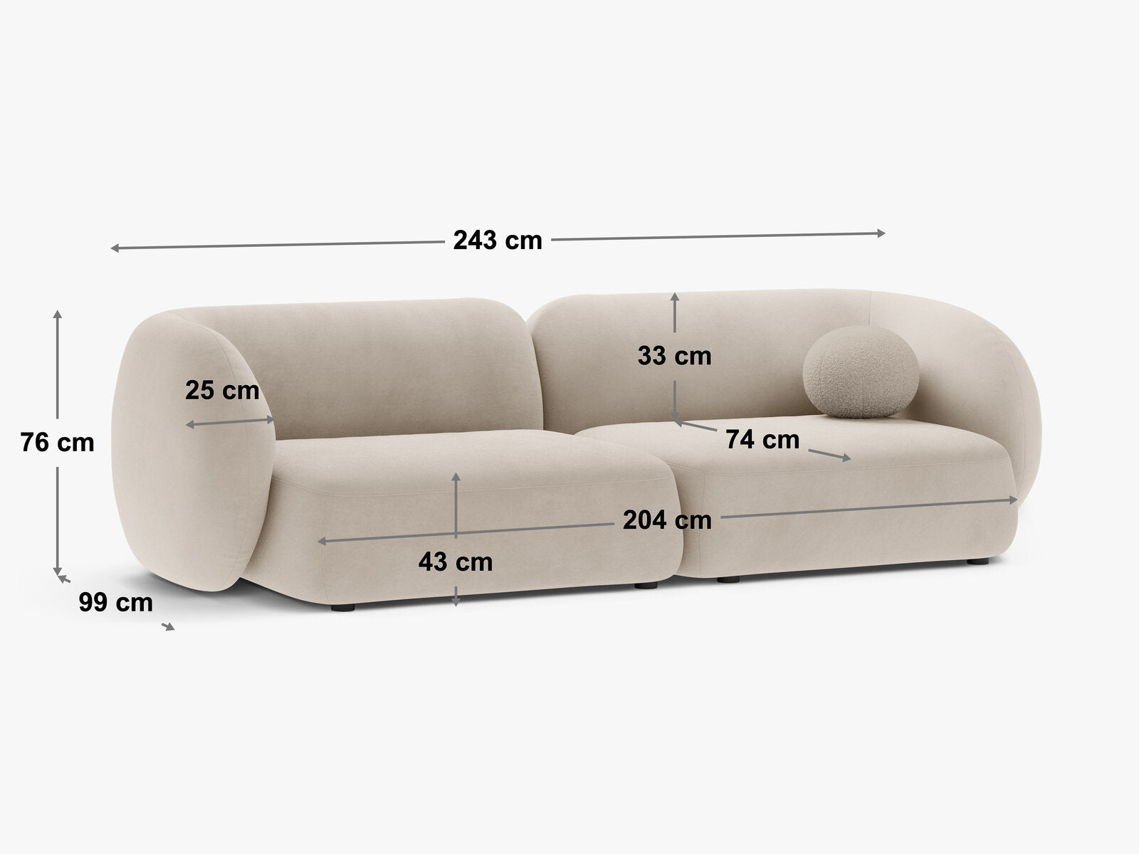 Micadoni Sofa Kate 4-Sitzer Boucle Terrakotta