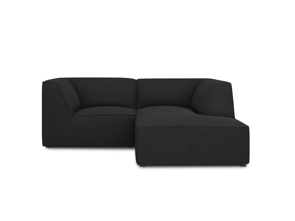 Cosmopolitan Design Ecksofa Siena 3-Sitzer Strukturierter Stoff Ottawa Schwarz Rechts