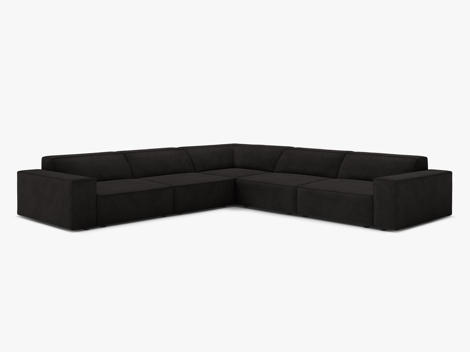 Micadoni Symmetrisches Ecksofa Jodie 6-Sitzer Strukturierter Stoff Liberty Schwarz