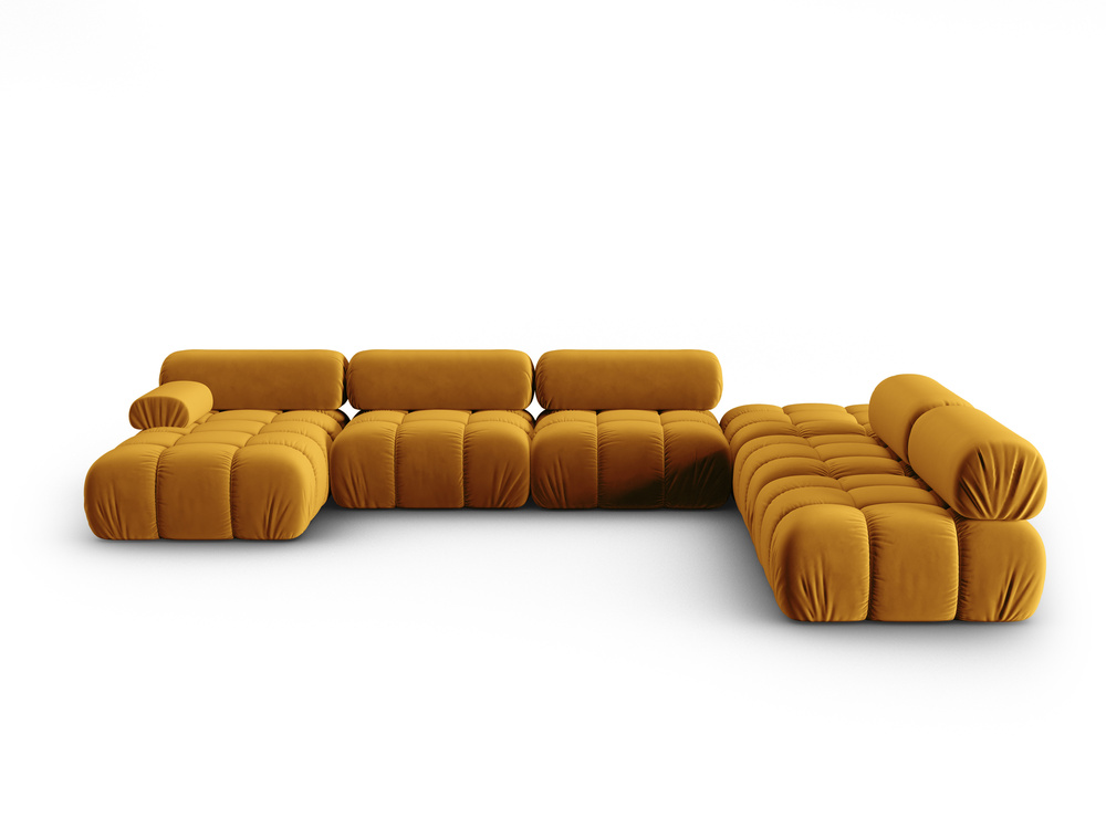 Cosmopolitan Design Modulares Panoramasofa Cortina 7-Sitzer Samt Bluvel Gelb Rechts