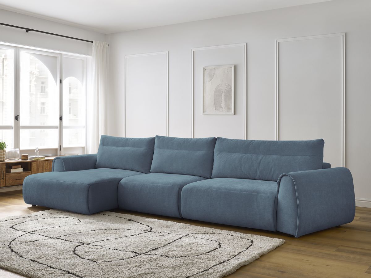 Bobochic Aden Ecksofa 386 × 152 cm Stoff Hellblau Ecke links