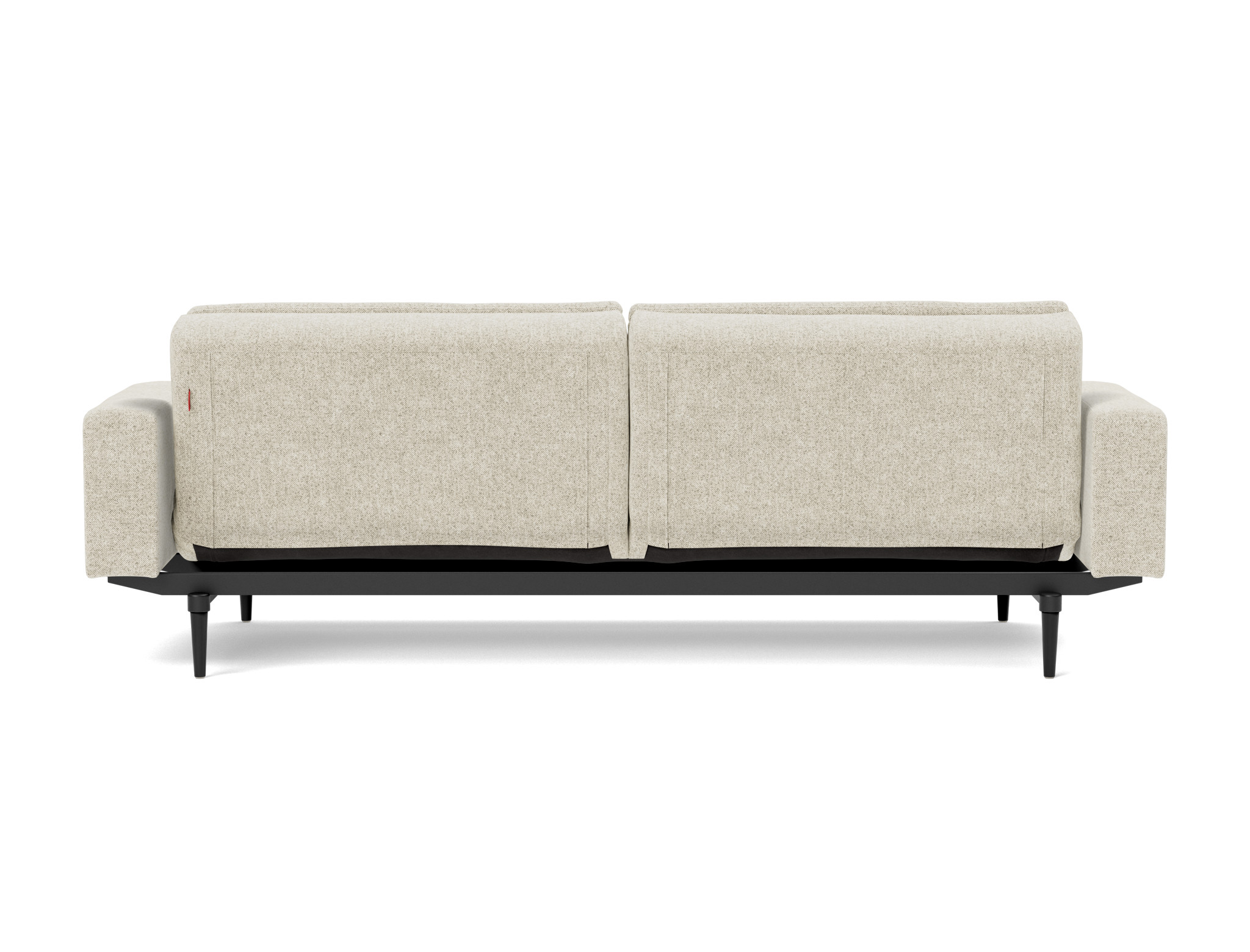 Schlafsofa Dublexo mit Armlehnen Strukturierter Stoff Taura 357-Off-White Beine Styletto Eiche schwarz