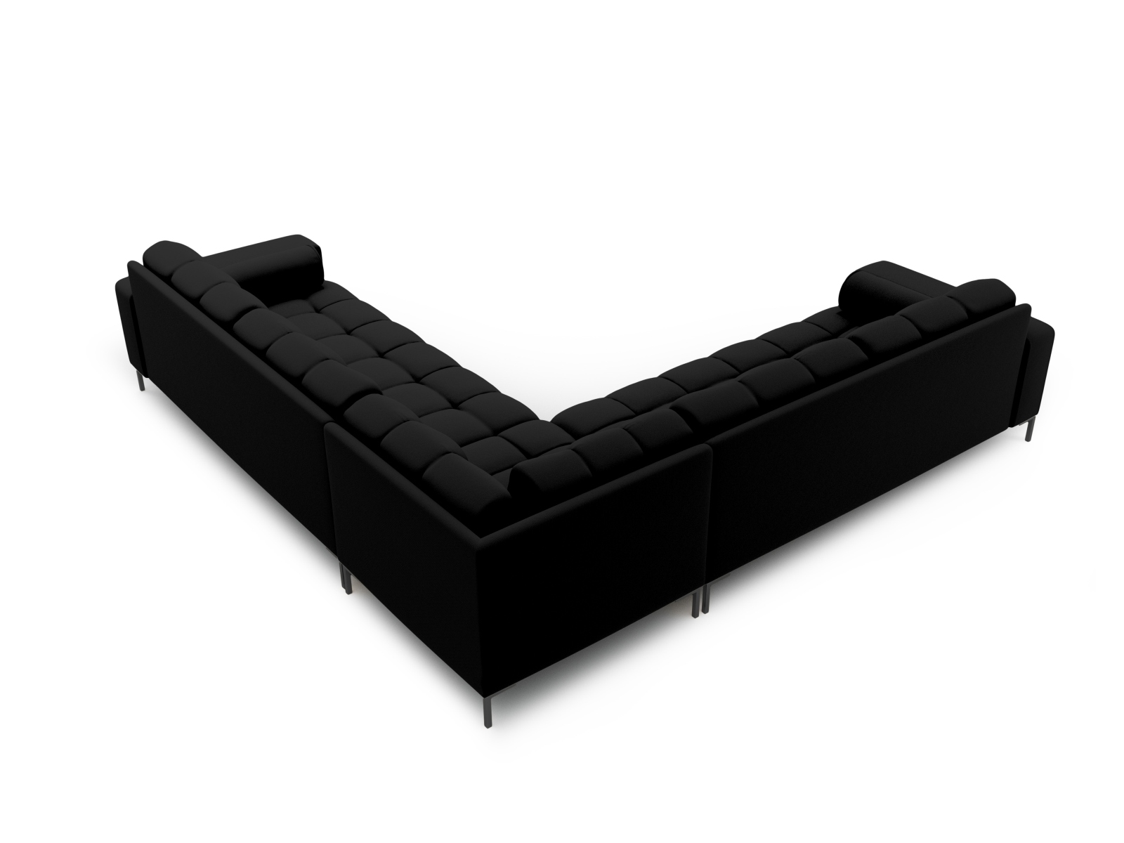 Cosmopolitan Design Symmetrisches Ecksofa Bali 6-Sitzer Strukturierter Stoff Neve Schwarz Beine Schwarzes Metall