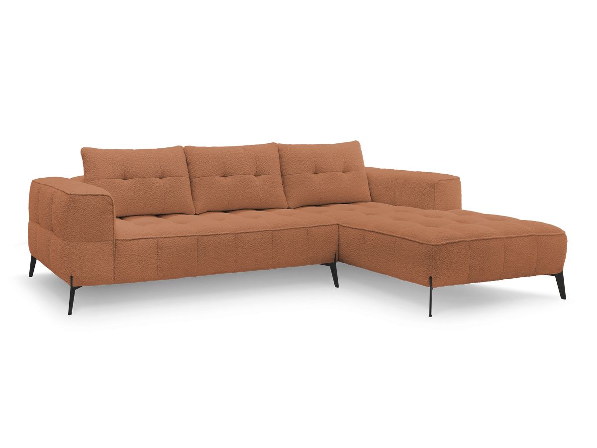 Bobochic Anis Ecksofa Bouclé-Stoff Orange Ecke rechts
