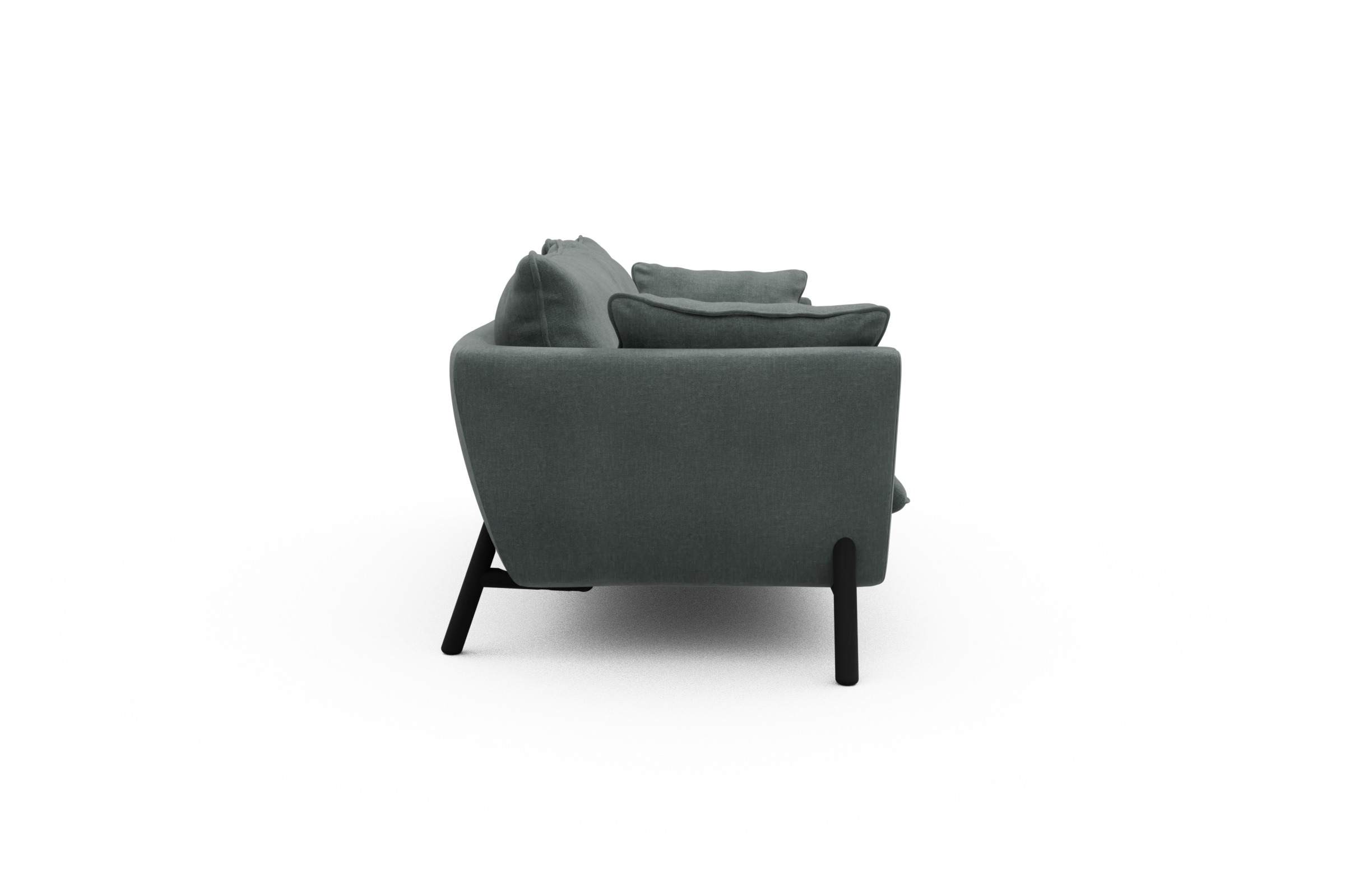 Sofa Emil PREMIUM 3-Sitzer Beinfarbe Eiche Schwarz Smooth-Silver-Grey