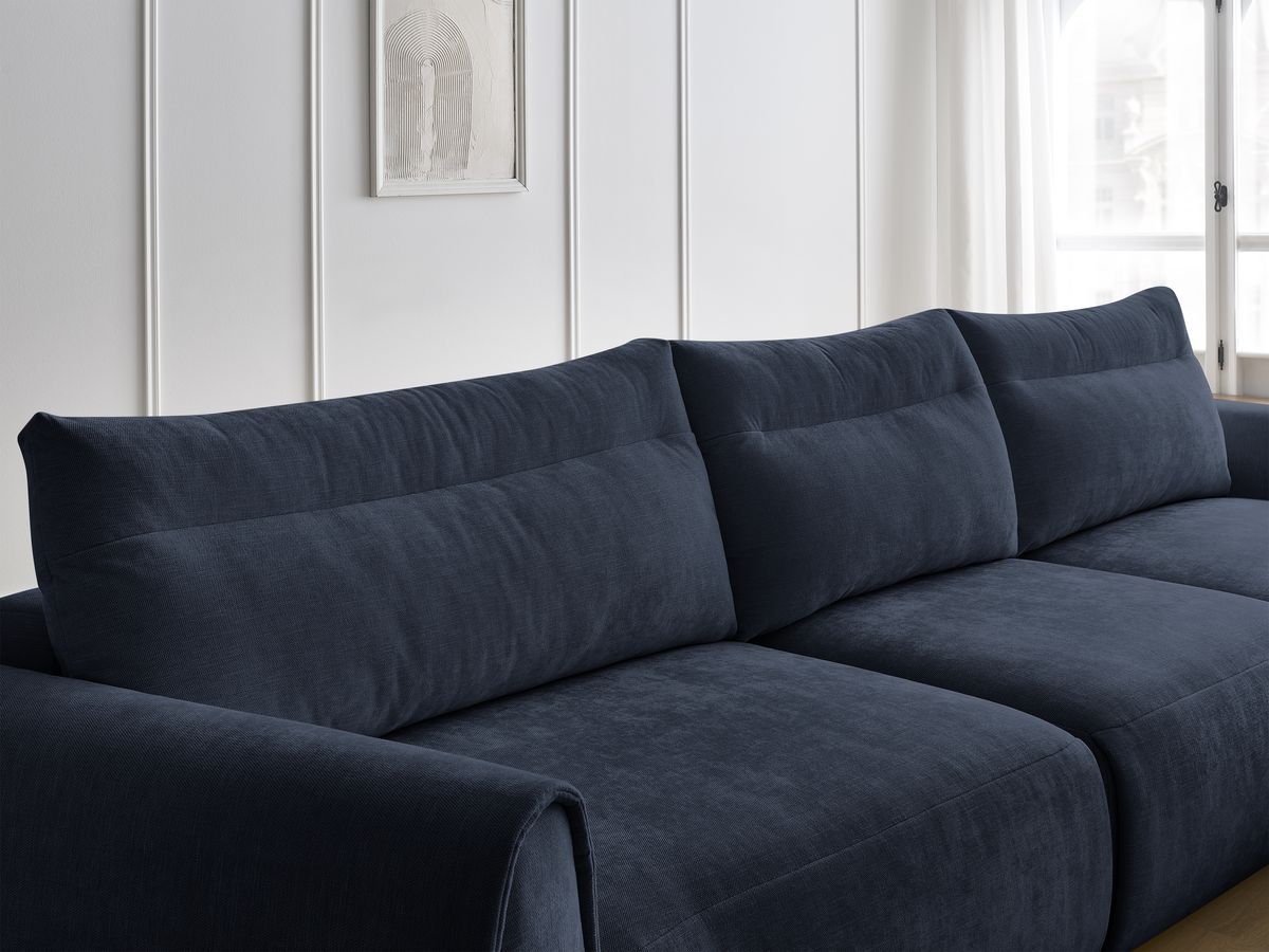 Bobochic Aden Ecksofa 386 × 152 cm Stoff Dunkelblau Ecke rechts