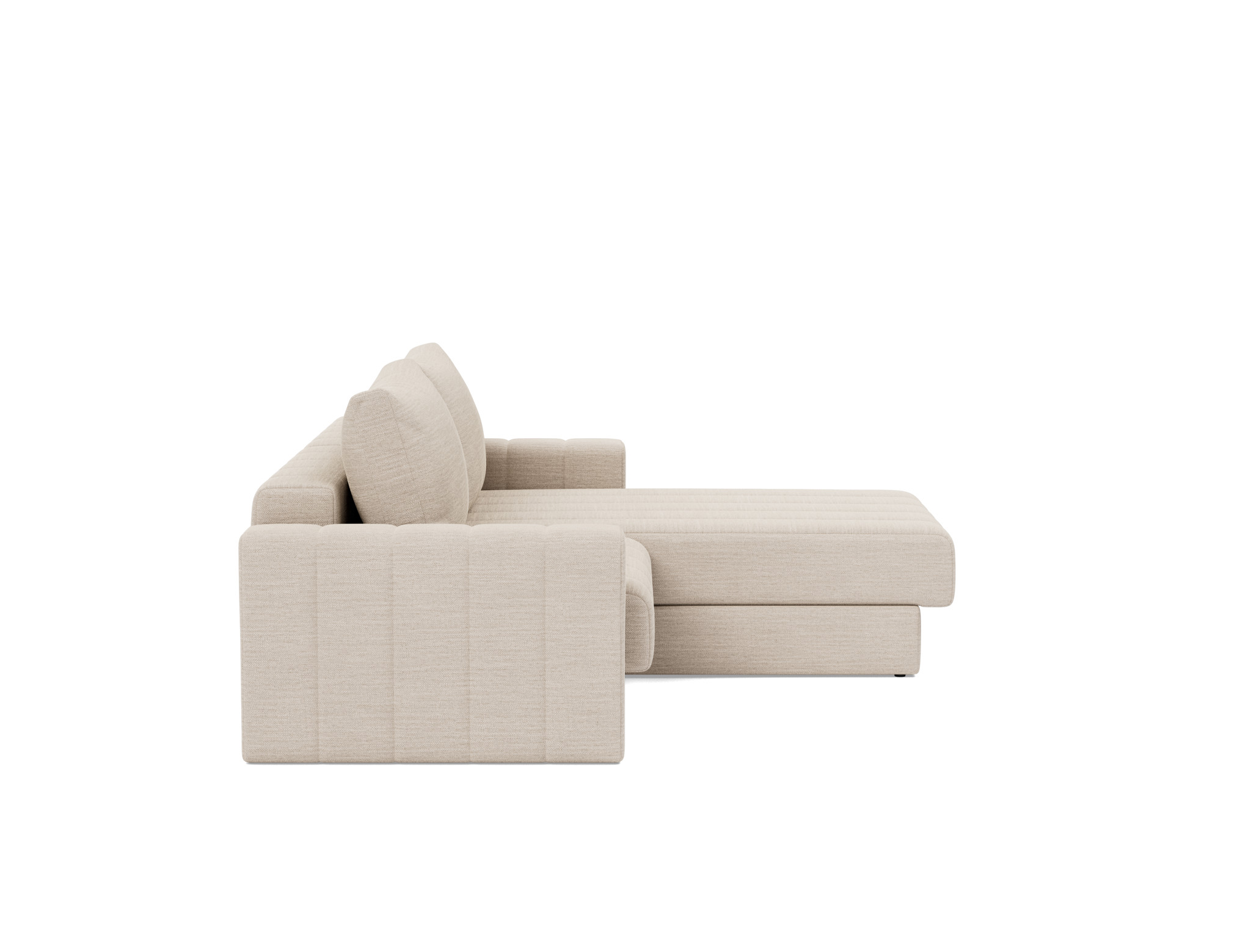 Schlafsofa Akello mit Chaiselongue und Armlehnen Webstoff Blida 612-Sand-Grey