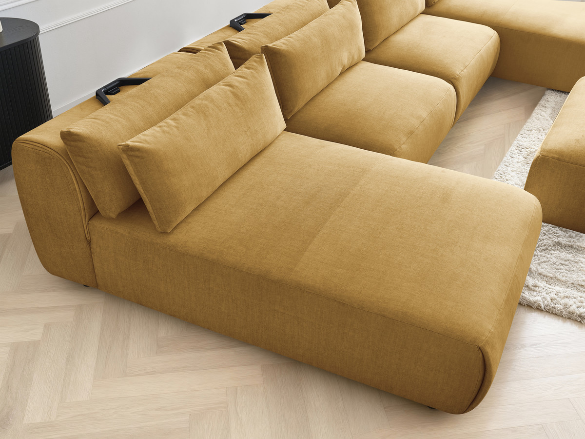 Bobochic Jana Wohnlandschaft mit großem Pouf Samt Gelb
