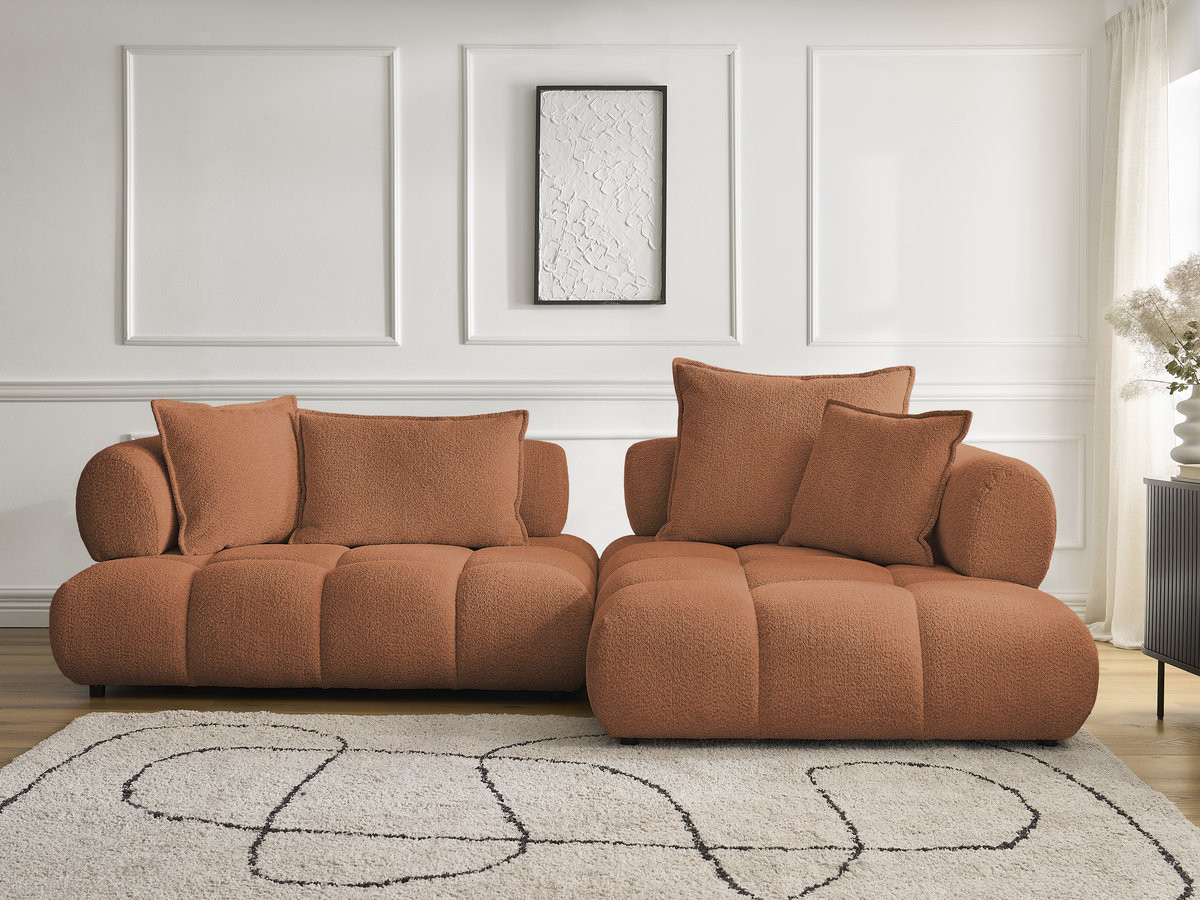 Bobochic Alya Ecksofa Bouclé-Stoff Orange Ecke rechts
