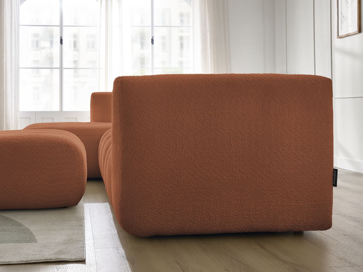 Bobochic Talia Ecksofa mit Pouf Bouclé-Stoff Orange Ecke links
