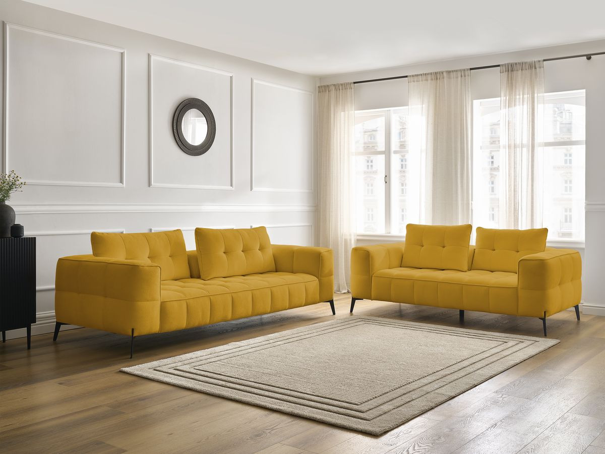 Bobochic Anis Sofa-Set 3- und 2-Sitzer Strukturstoff Gelb