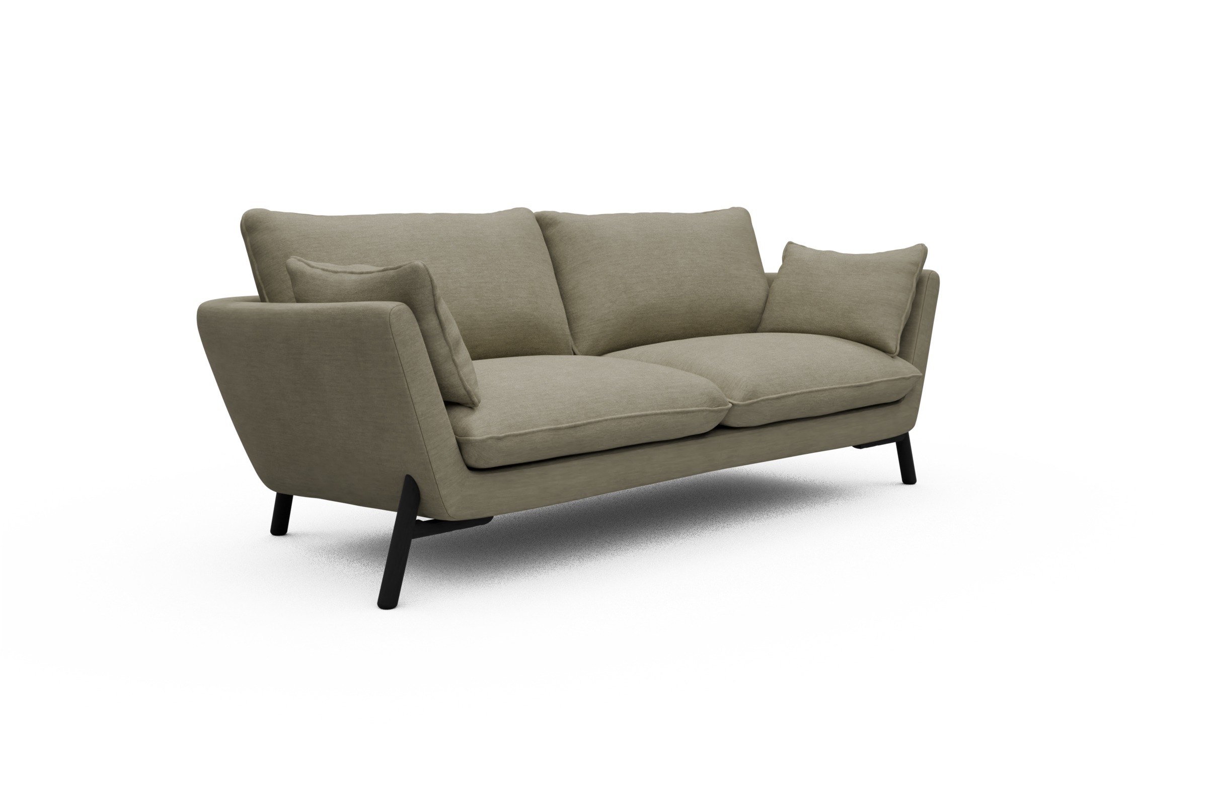 Sofa Emil 3-Sitzer Beinfarbe Eiche Schwarz Vivus-Dusty-Sand