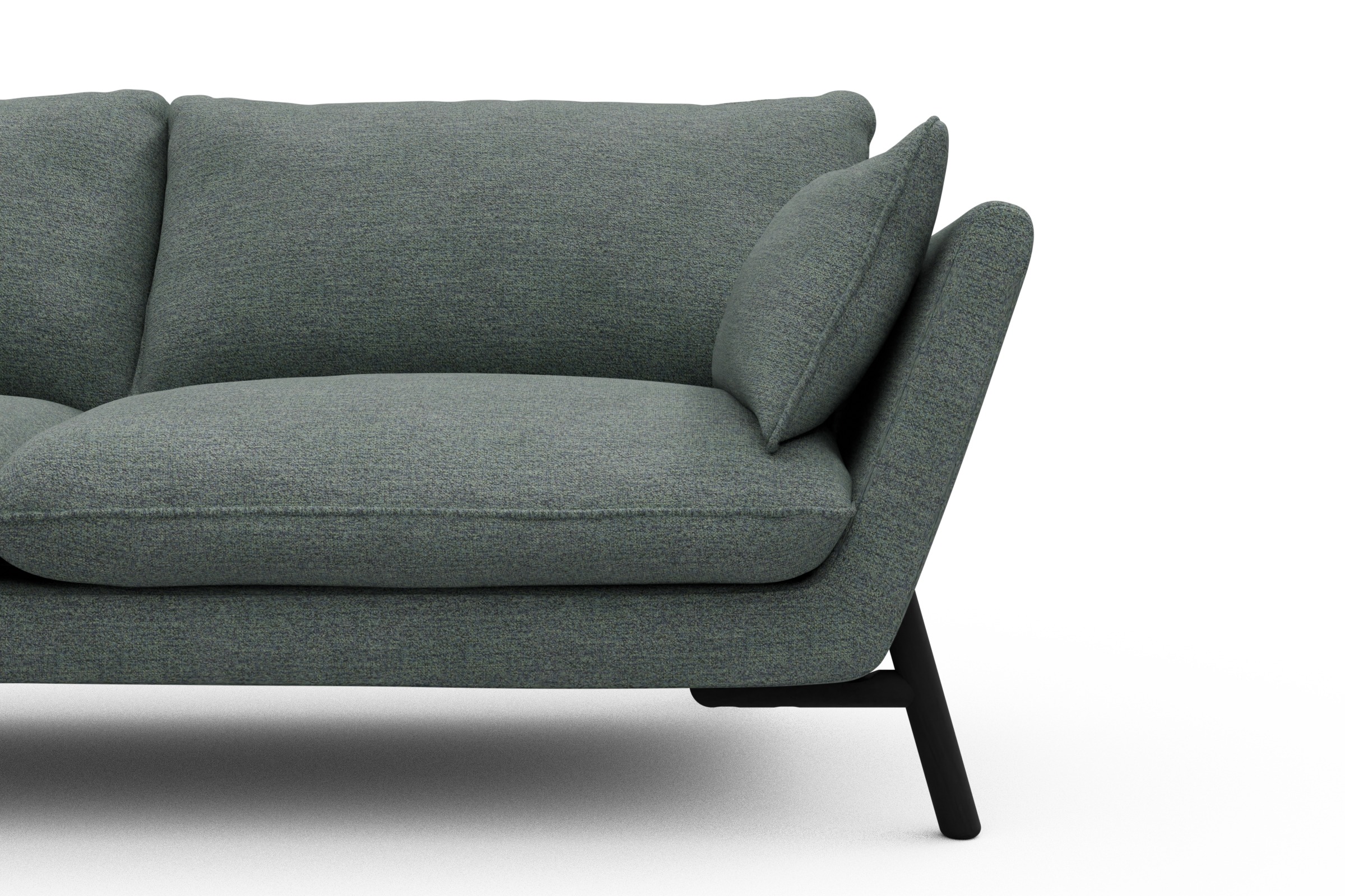 Sofa Emil 2-Sitzer Beinfarbe Eiche Schwarz Carreno-Ice-Blue