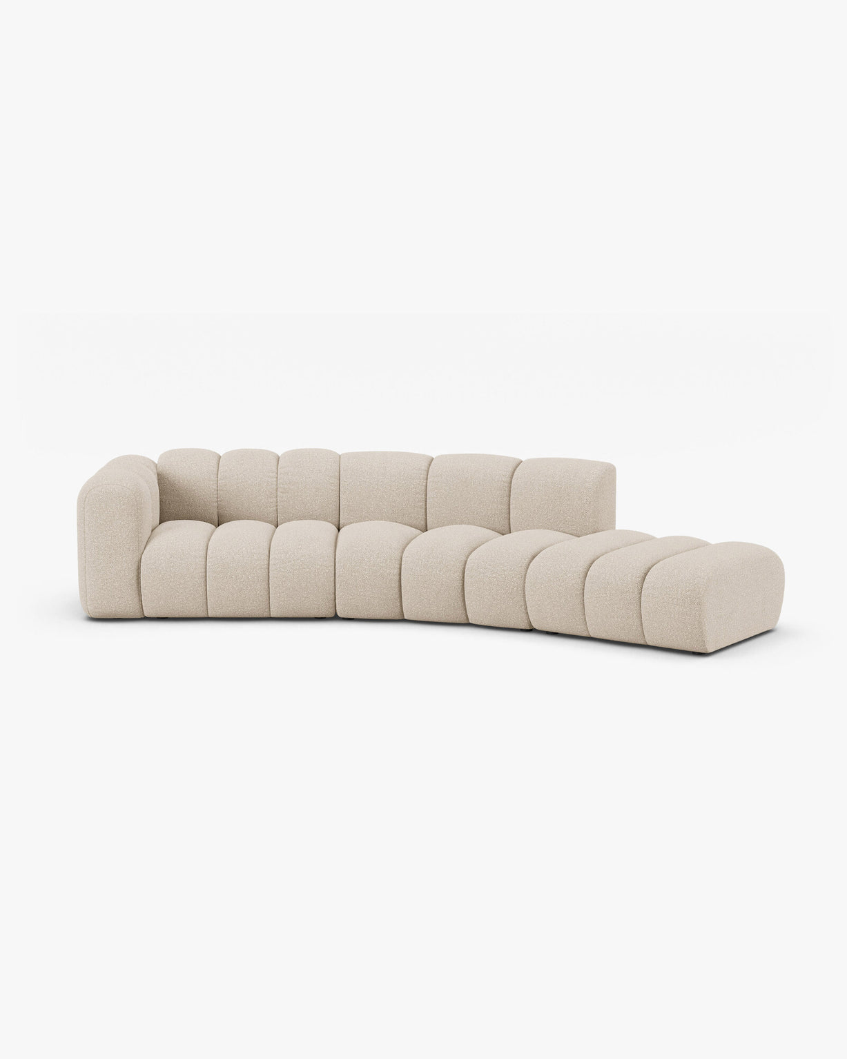 Micadoni Modulares Sofa Lupine 5-Sitzer Rechts Boucle Baloo Beige