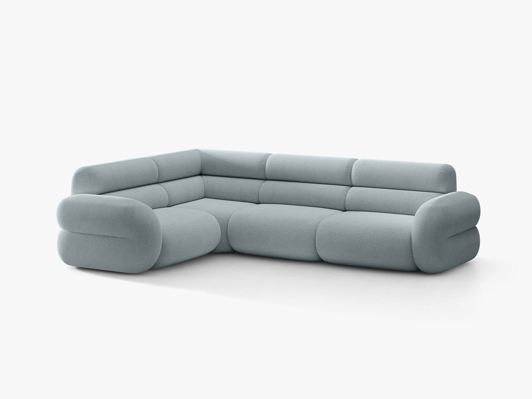 Micadoni Neo Ecksofa 5-Sitzer Rechts Boucle Baloo Hellblau