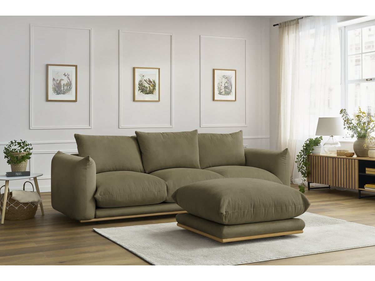Bobochic Ernest Sofa 4-Sitzer mit Pouf Stoff Grün