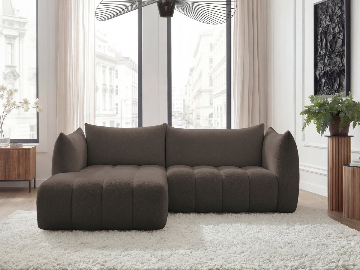Bobochic Azra Ecksofa 262 × 178 cm Bouclé-Stoff Braun Ecke links