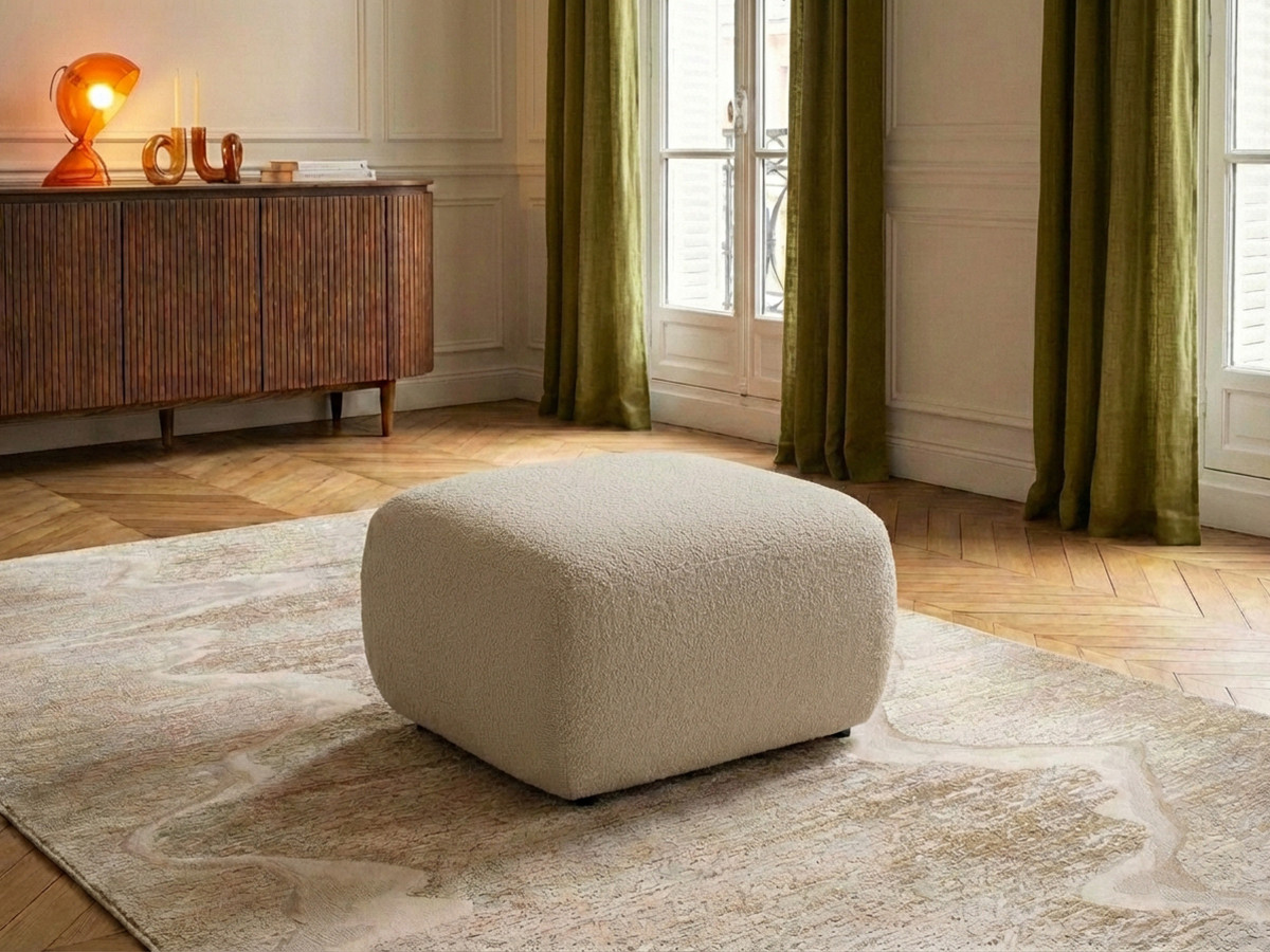 Bobochic Montaigne Pouf Bouclé-Stoff Beige