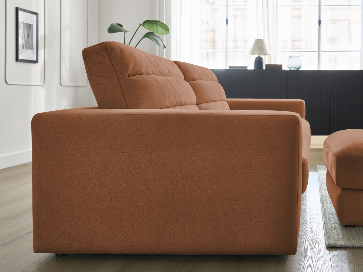 Bobochic Sierra Sofa 4-Sitzer mit Pouf Samt Orange